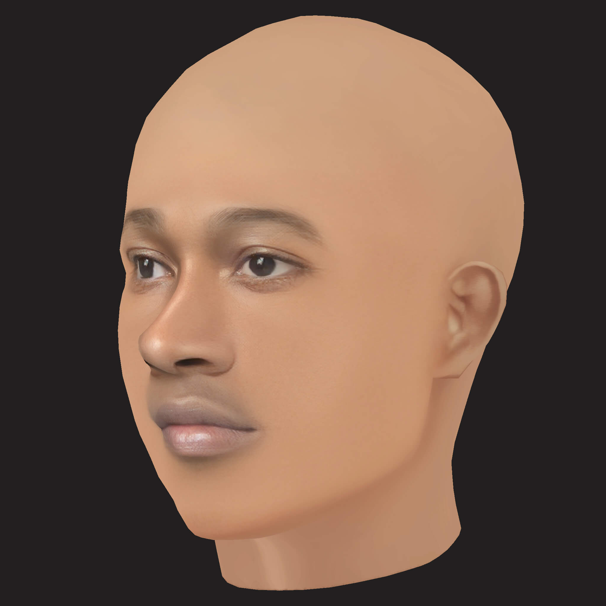 Low Poly Future Rapper Head 3D Model