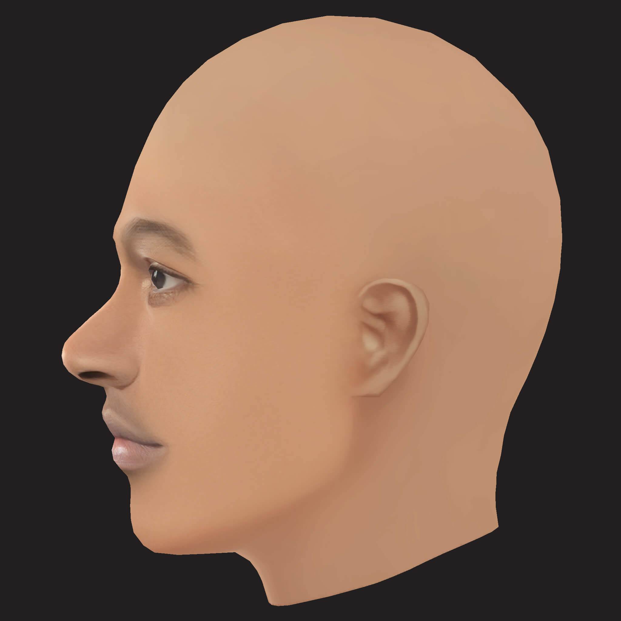 Low Poly Future Rapper Head 3D Model