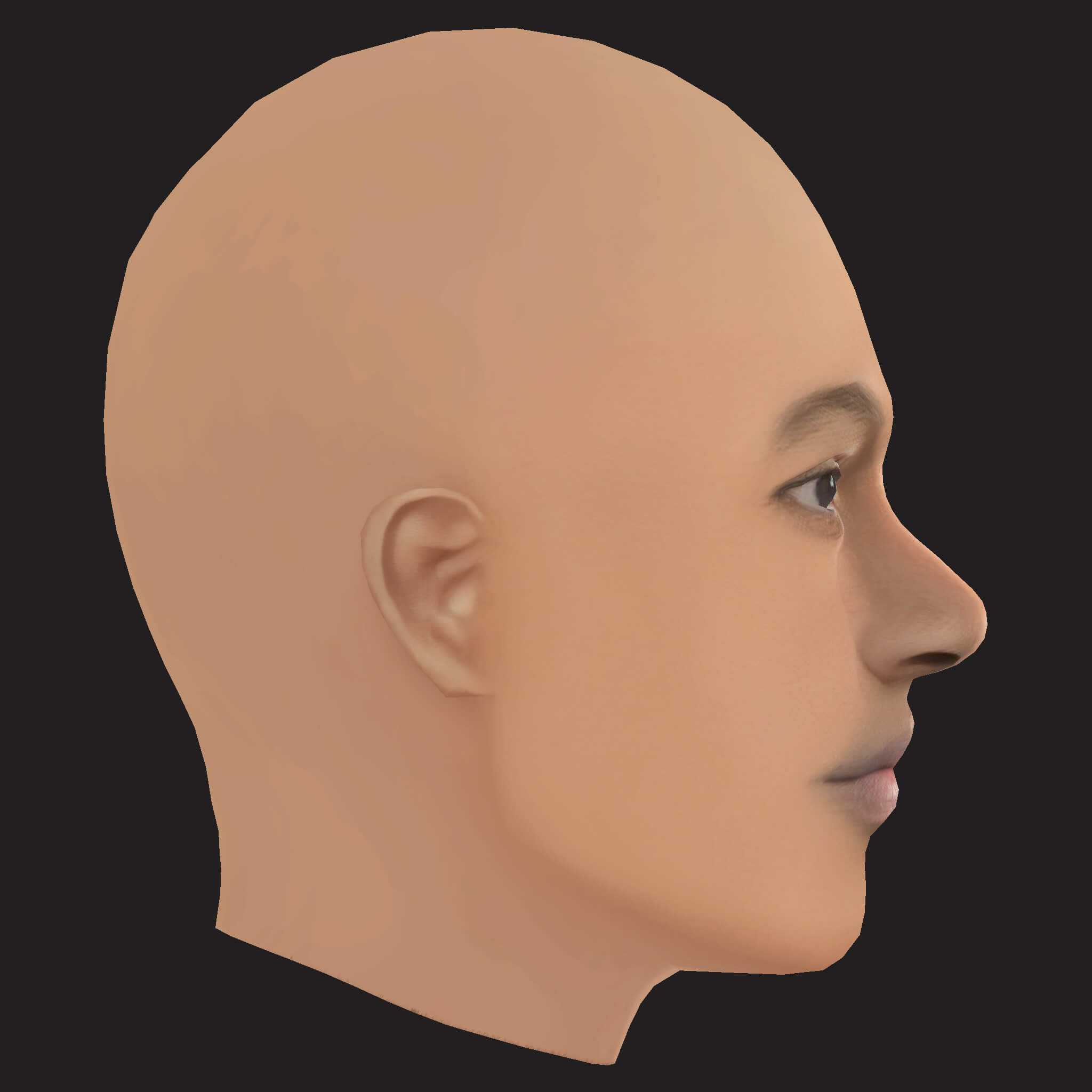 Low Poly Future Rapper Head 3D Model