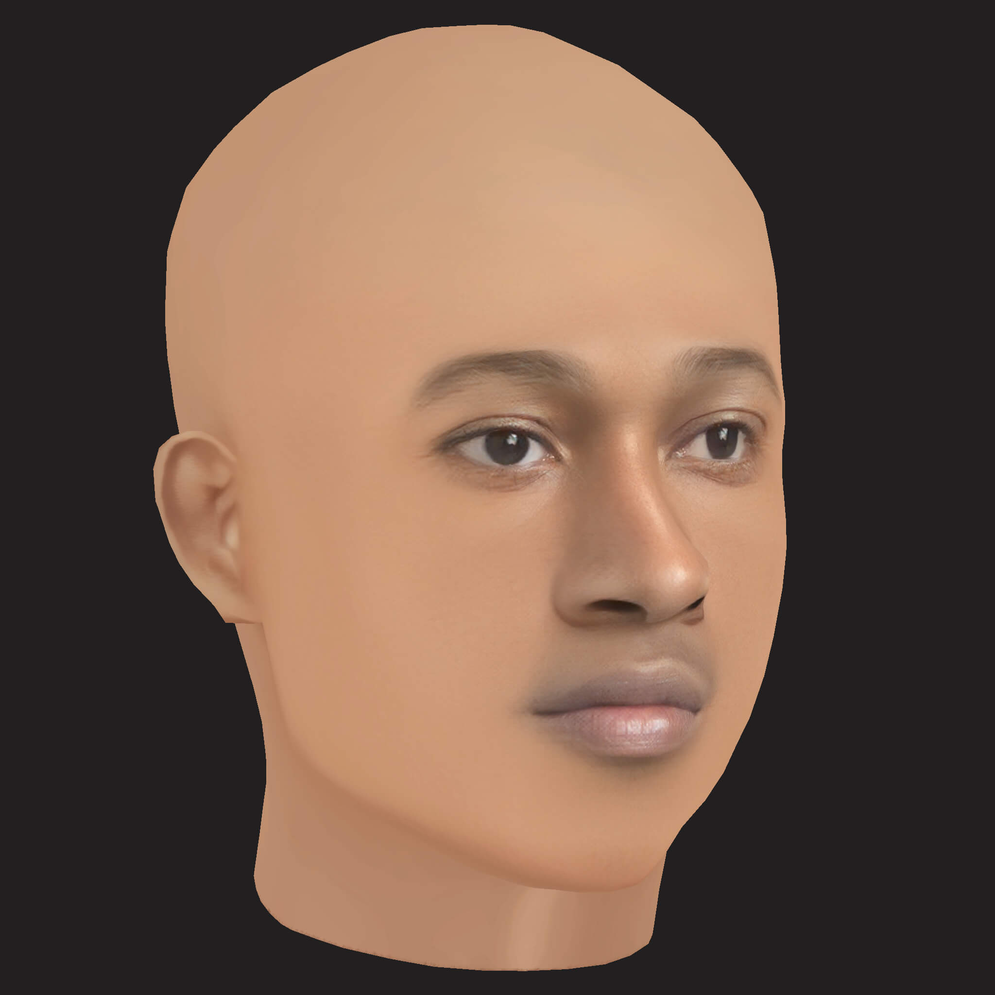 Low Poly Future Rapper Head 3D Model