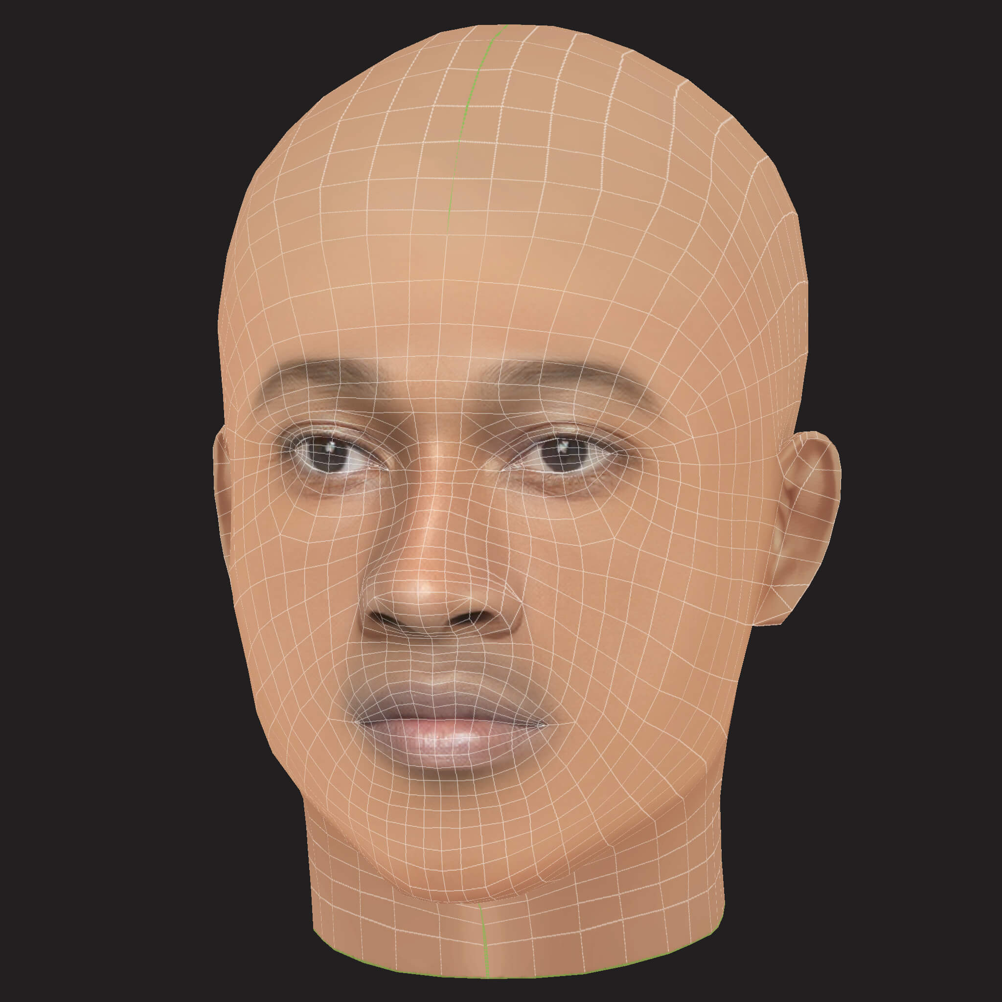 Low Poly Future Rapper Head 3D Model