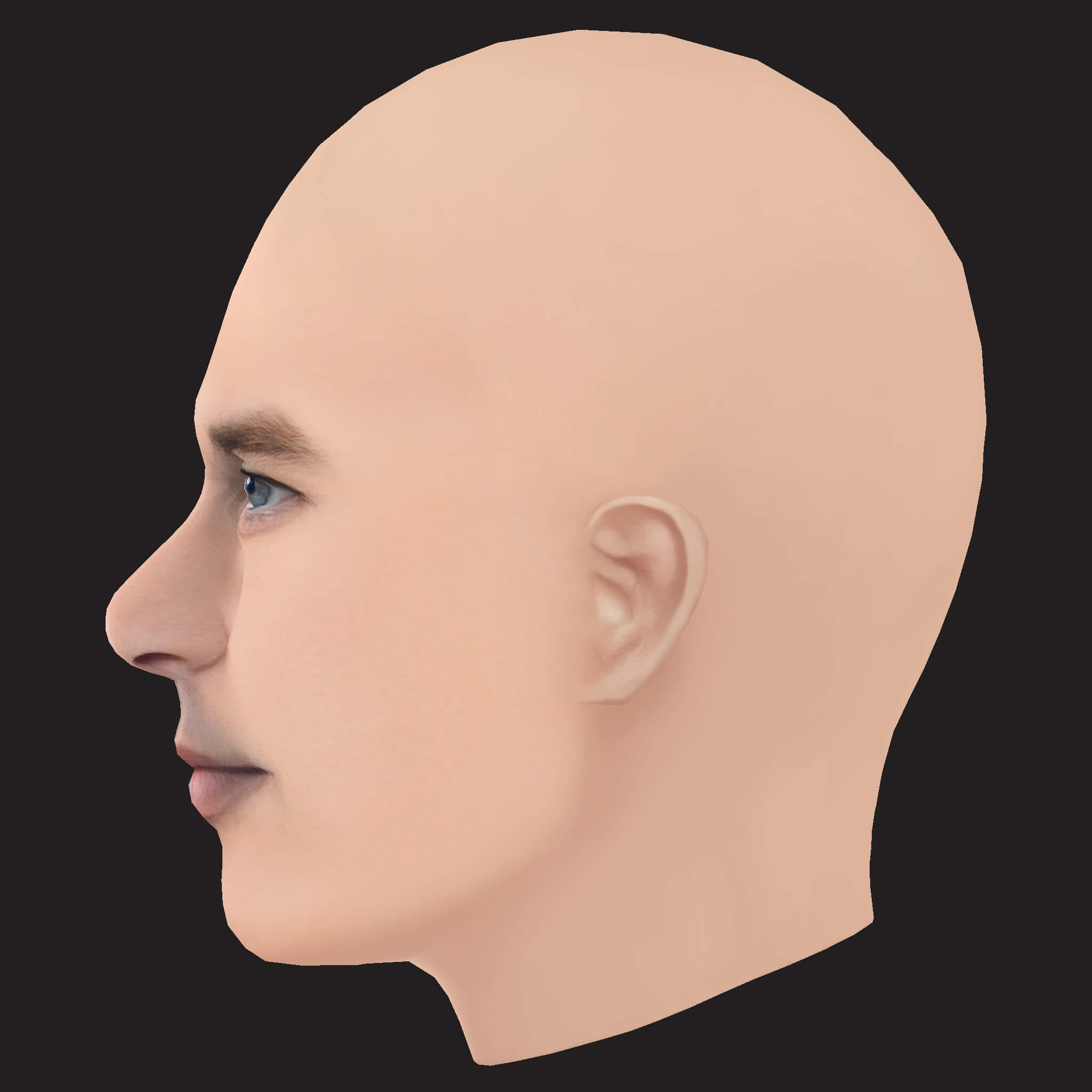 Low Poly Jul Rapper Head 3D Model