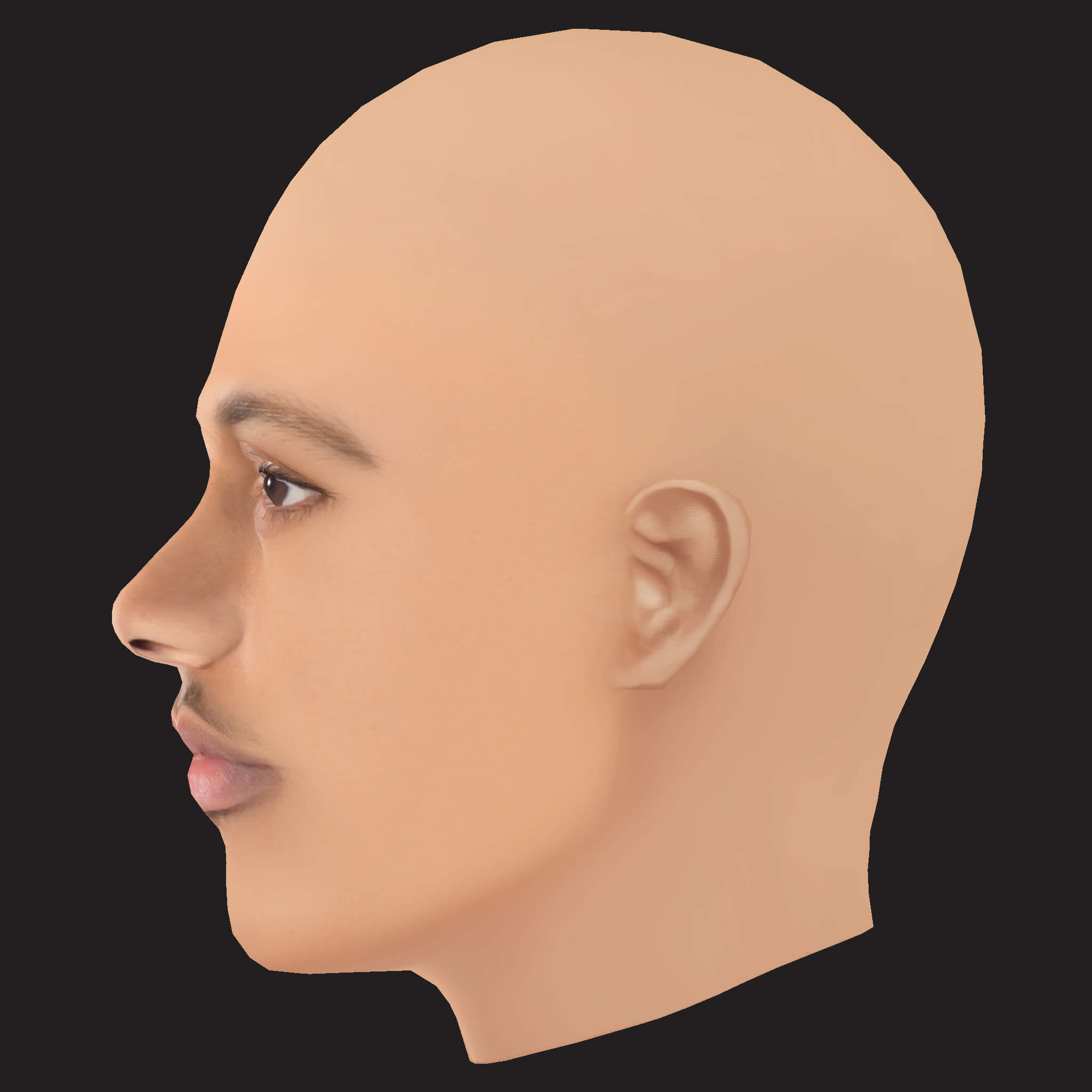 Low Poly Kid Ink Rapper Head 3D Model