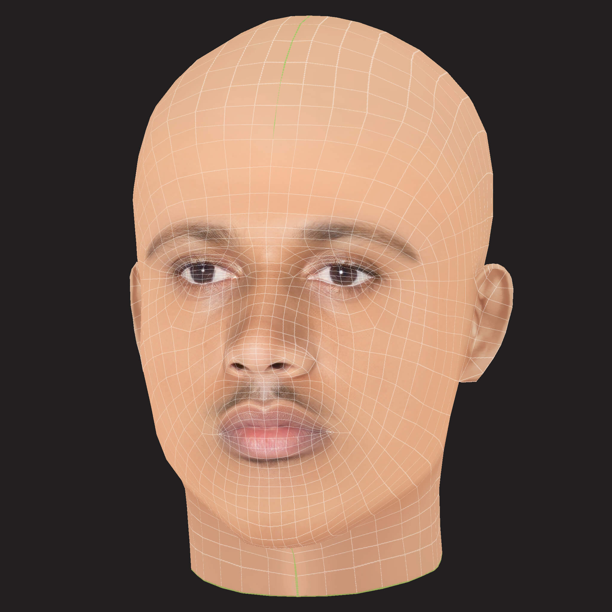 Low Poly Kid Ink Rapper Head 3D Model