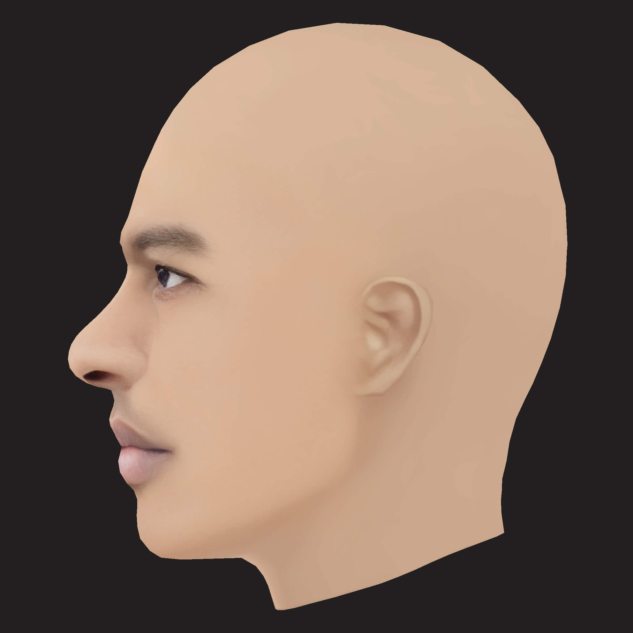 Low Poly Lil Baby Rapper Head 3D Model