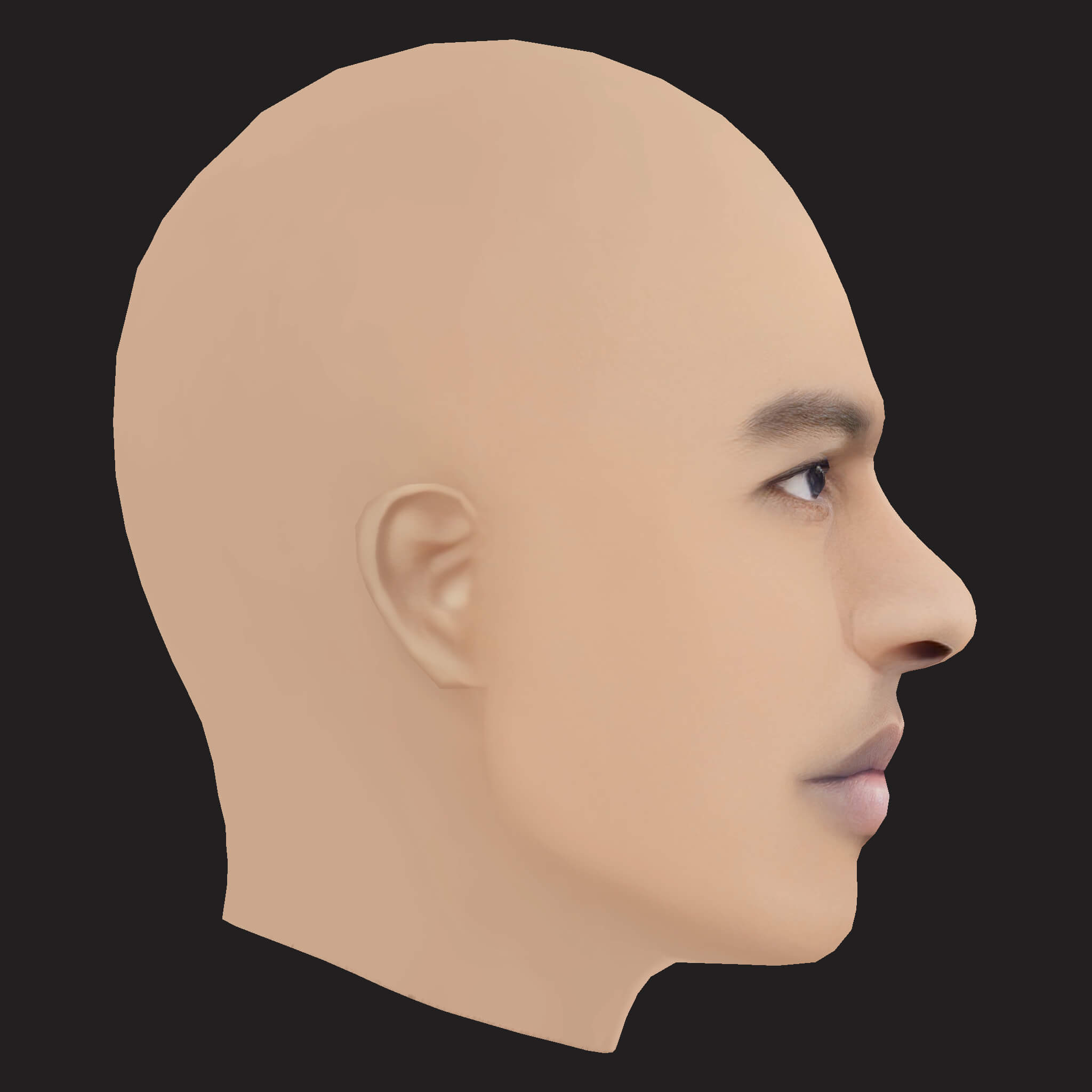 Low Poly Lil Baby Rapper Head 3D Model