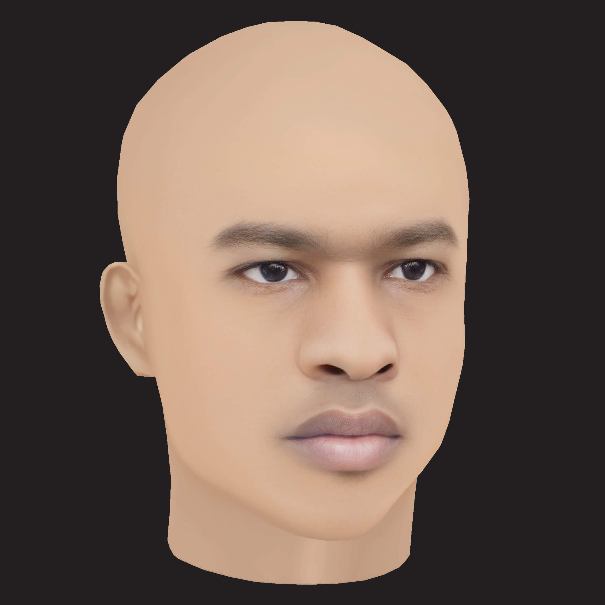 Low Poly Lil Baby Rapper Head 3D Model