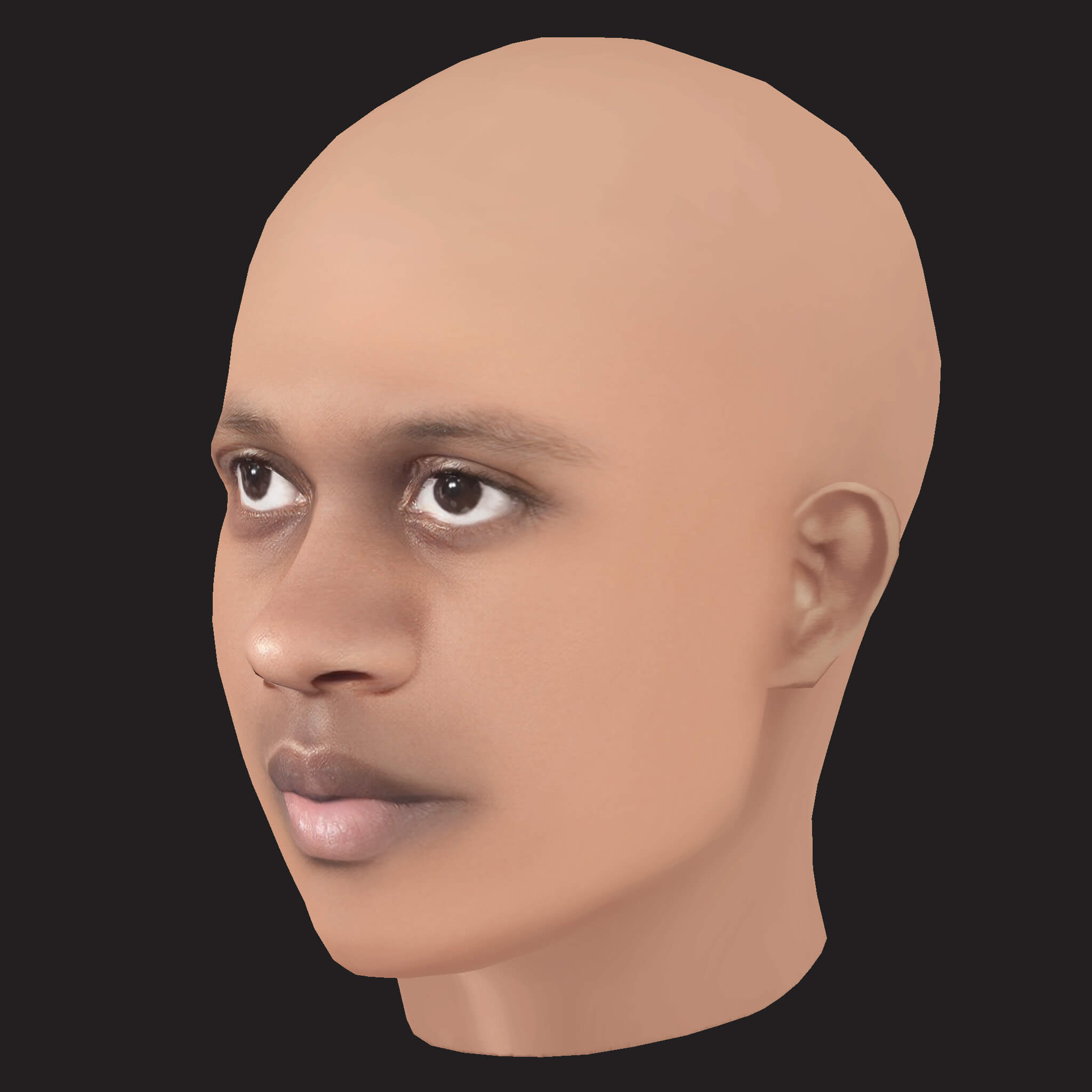Low Poly Lil Durk Rapper Head 3D Model