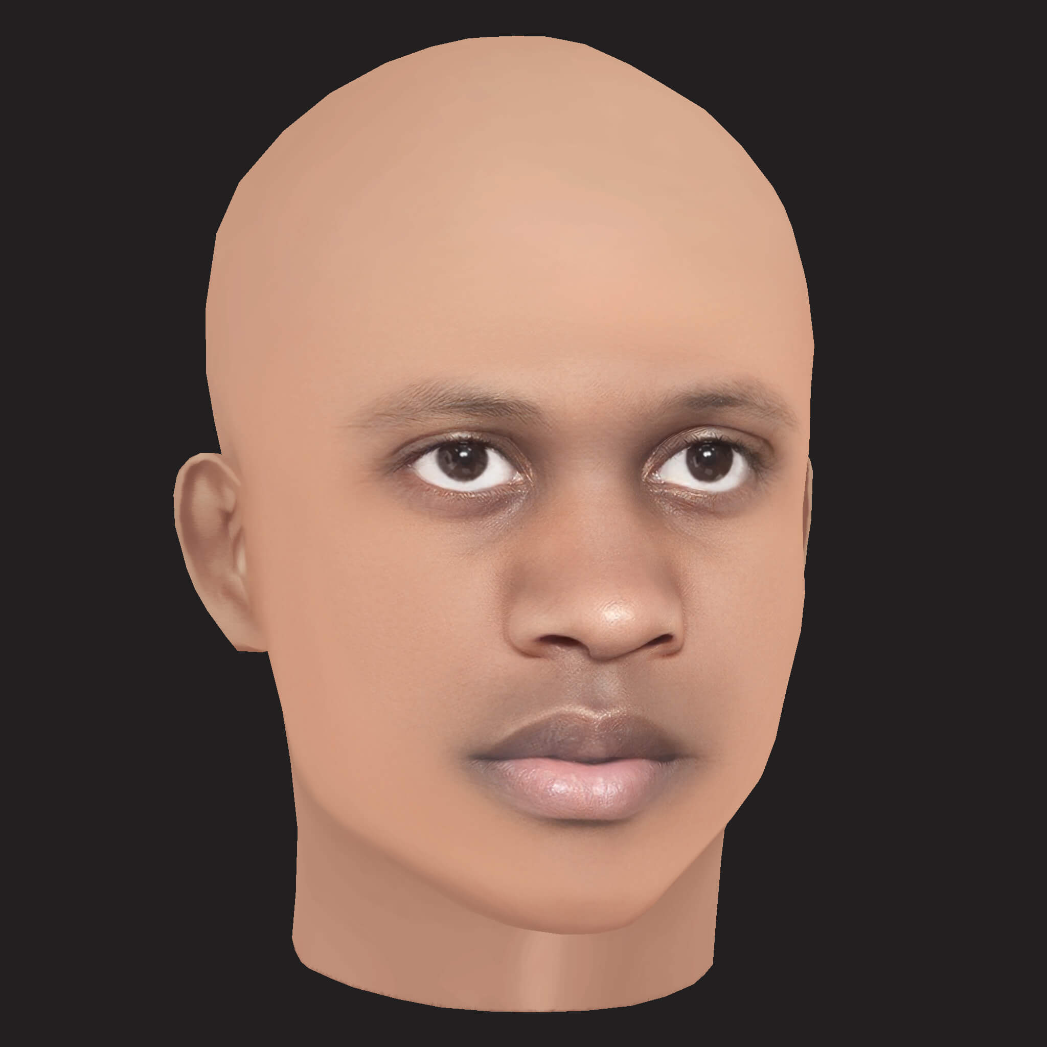 Low Poly Lil Durk Rapper Head 3D Model