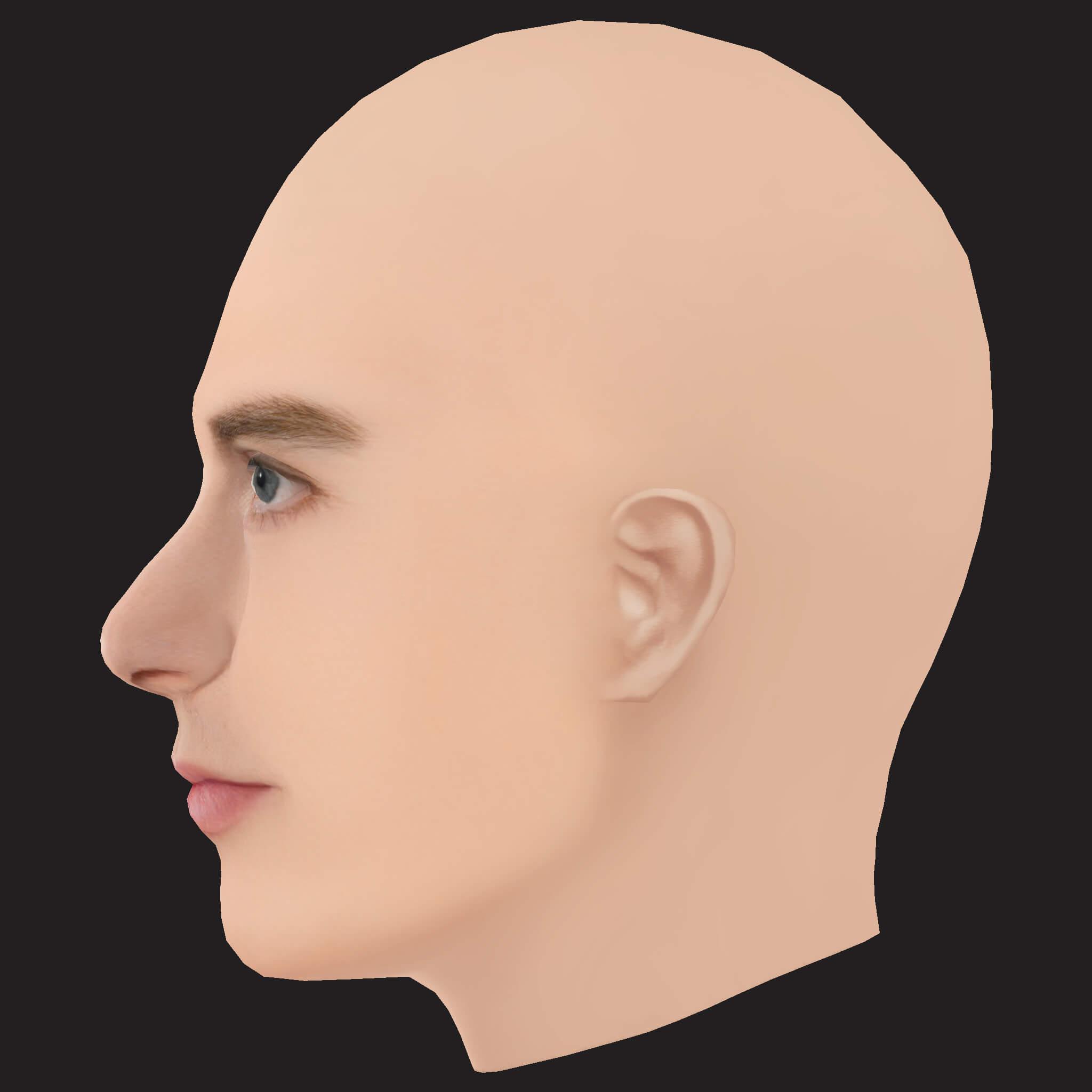 Low Poly Machine Gun Kelly Rapper Head 3D Model