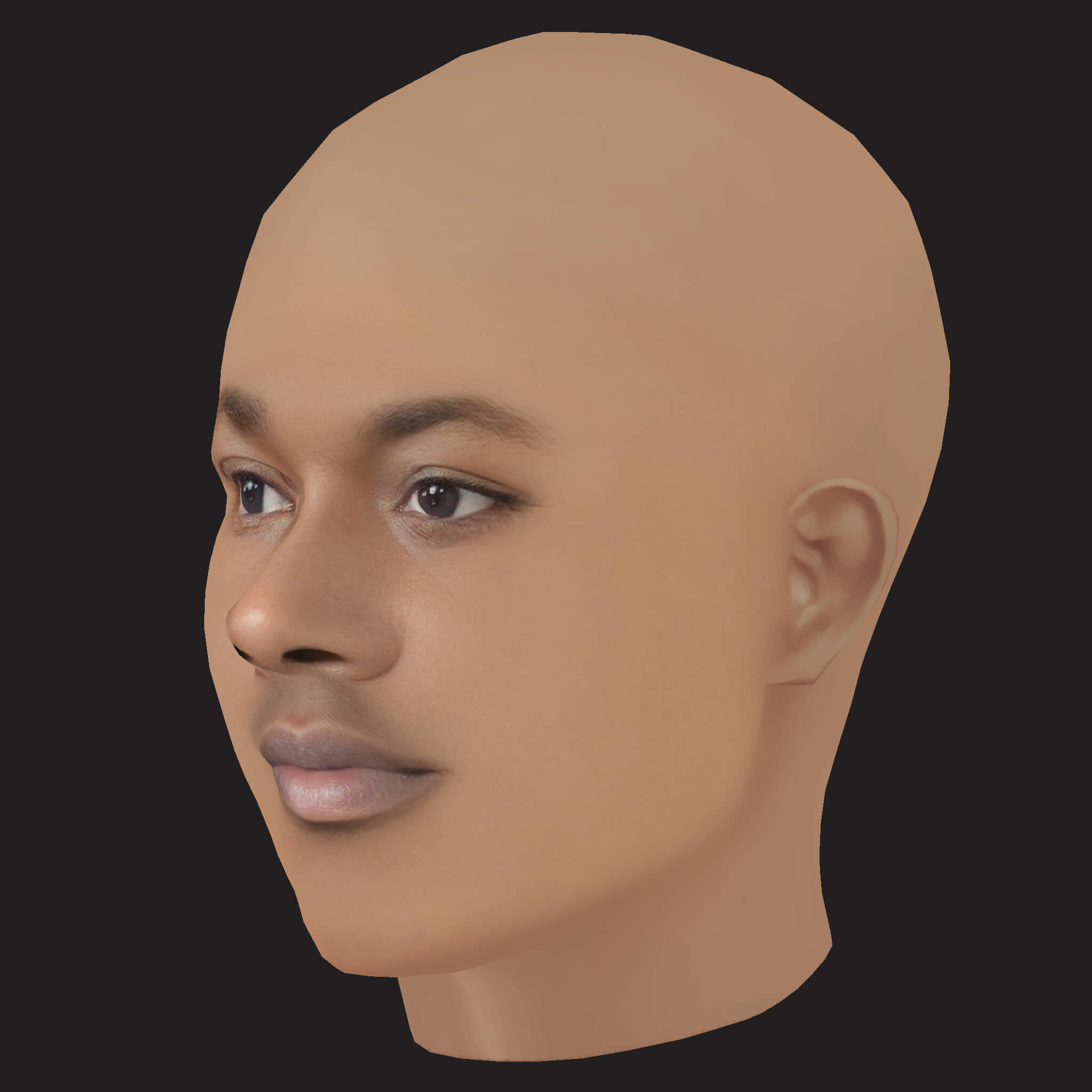 Low Poly Meek Mill Rapper Head 3D Model