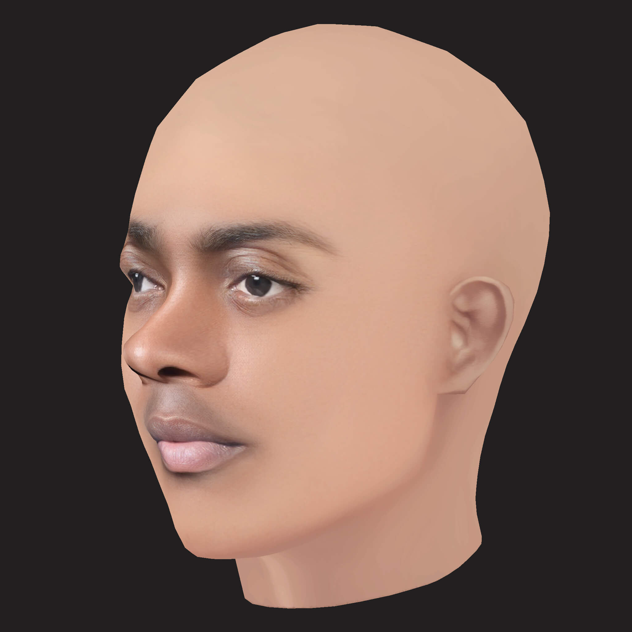 Low Poly Olamide Rapper Head 3D Model
