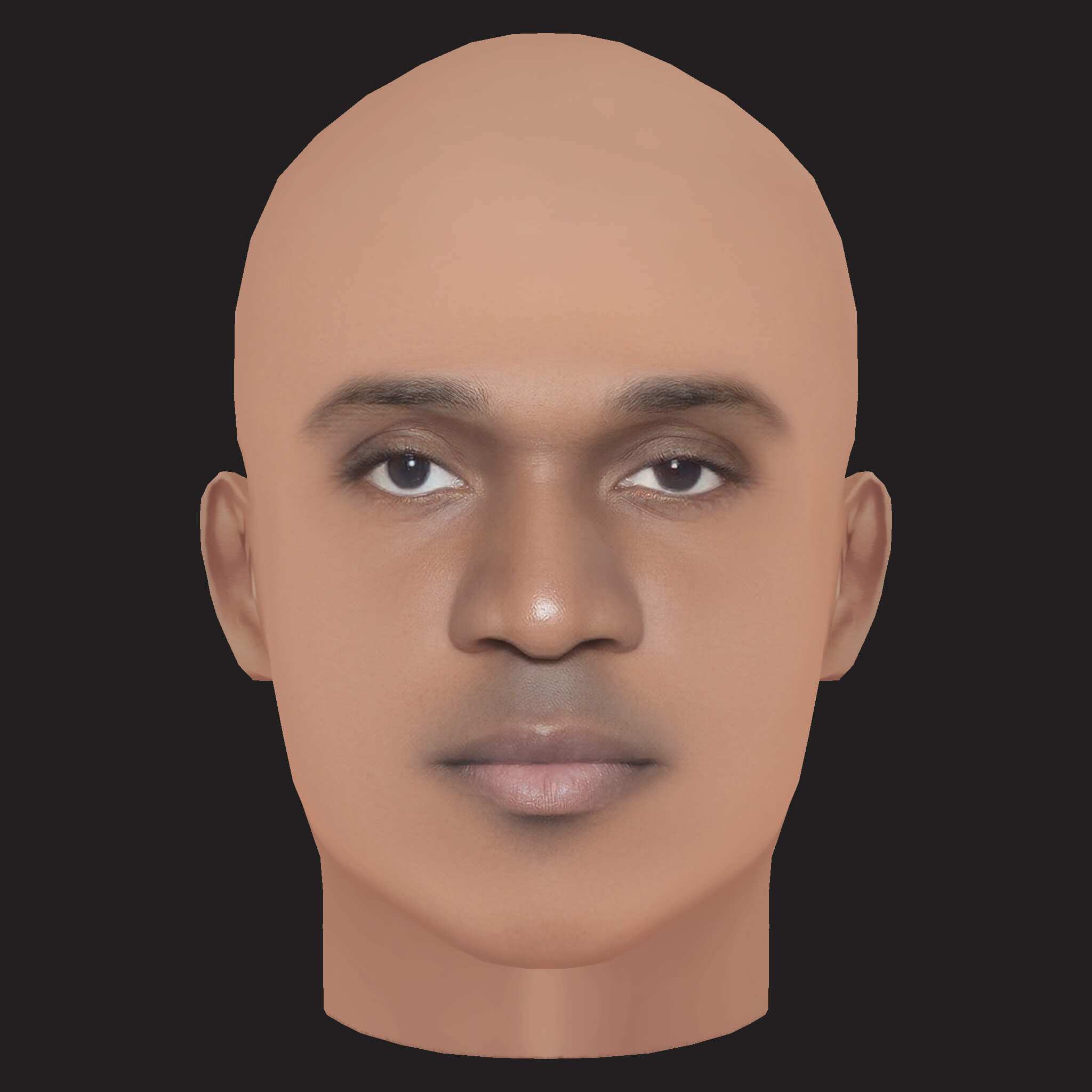Low Poly Pusha T Rapper Head 3D Model