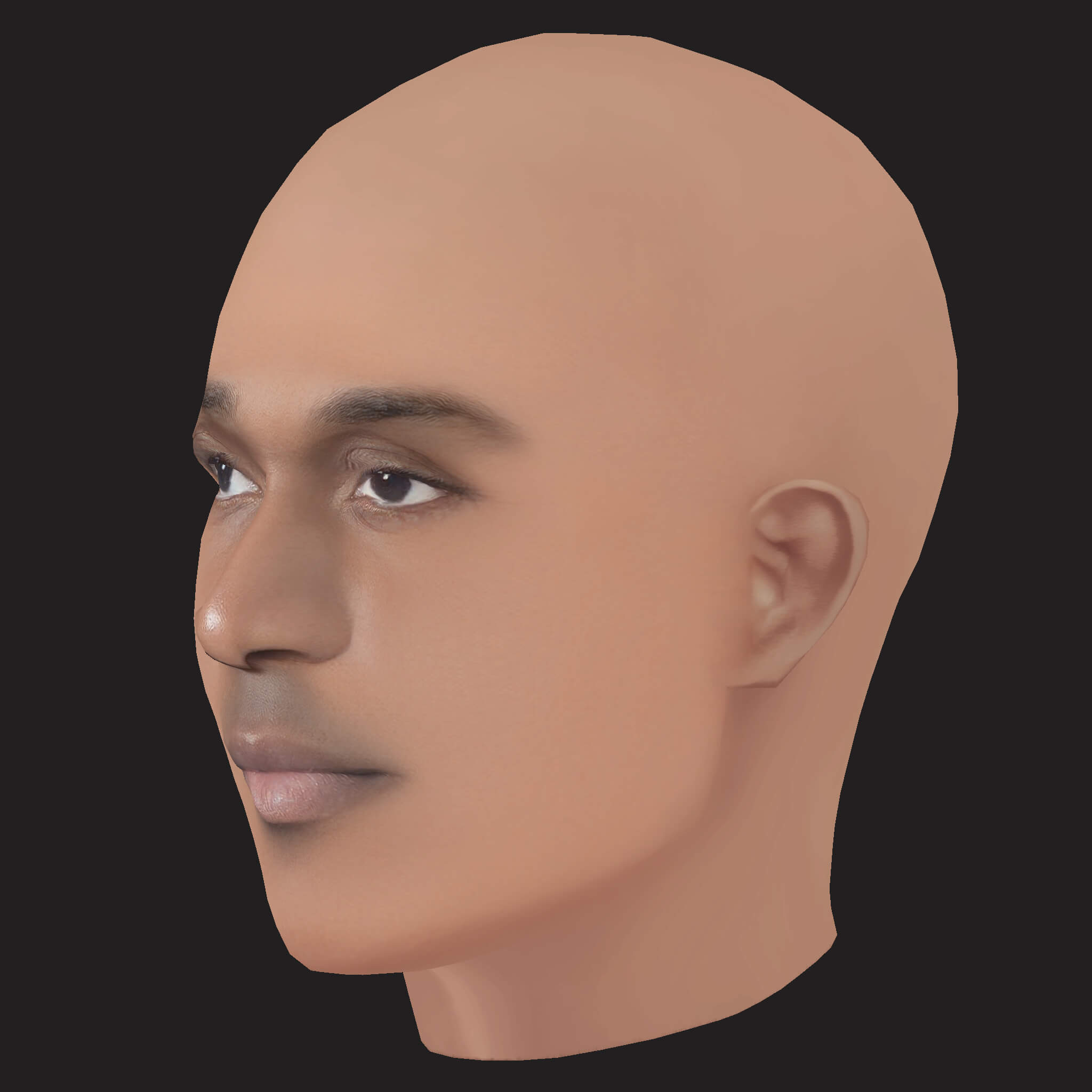 Low Poly Pusha T Rapper Head 3D Model