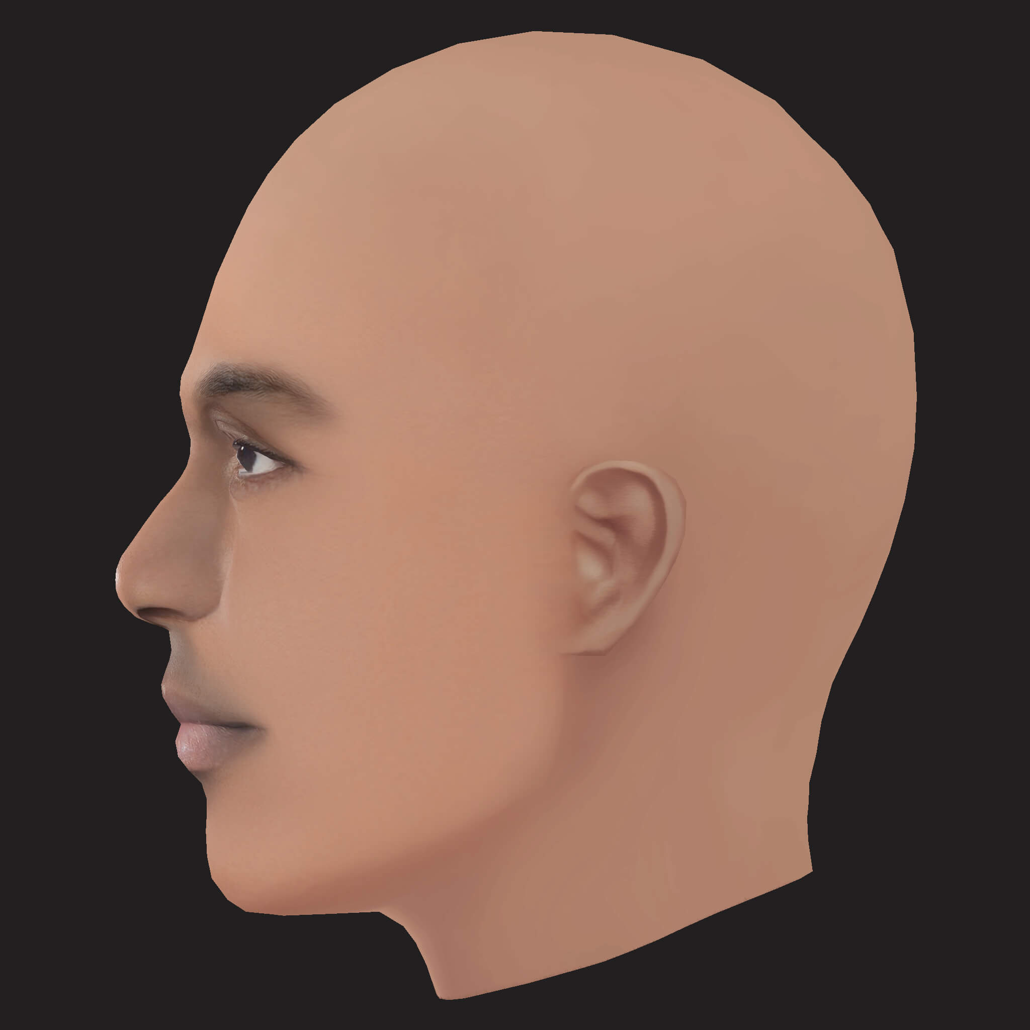 Low Poly Pusha T Rapper Head 3D Model