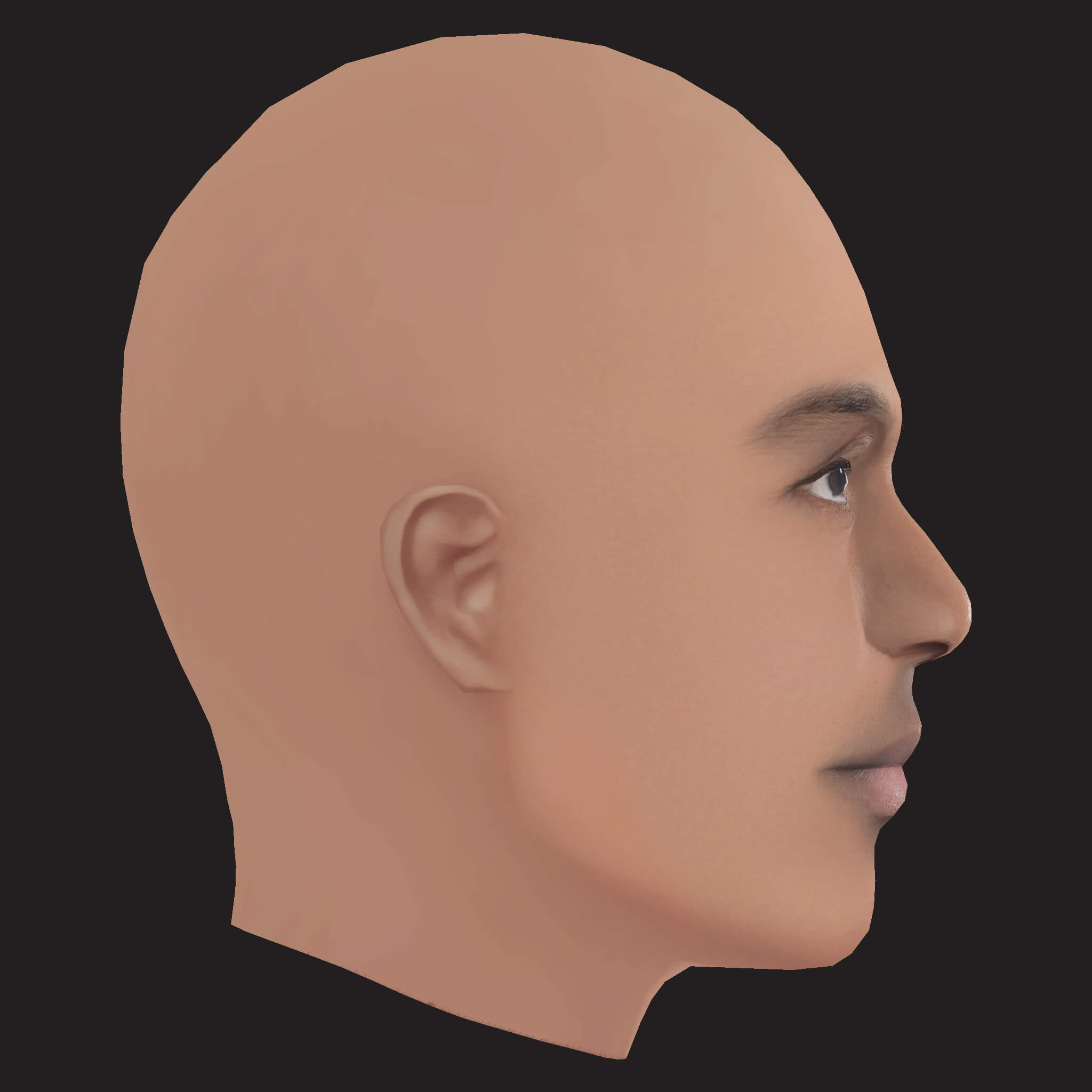 Low Poly Pusha T Rapper Head 3D Model