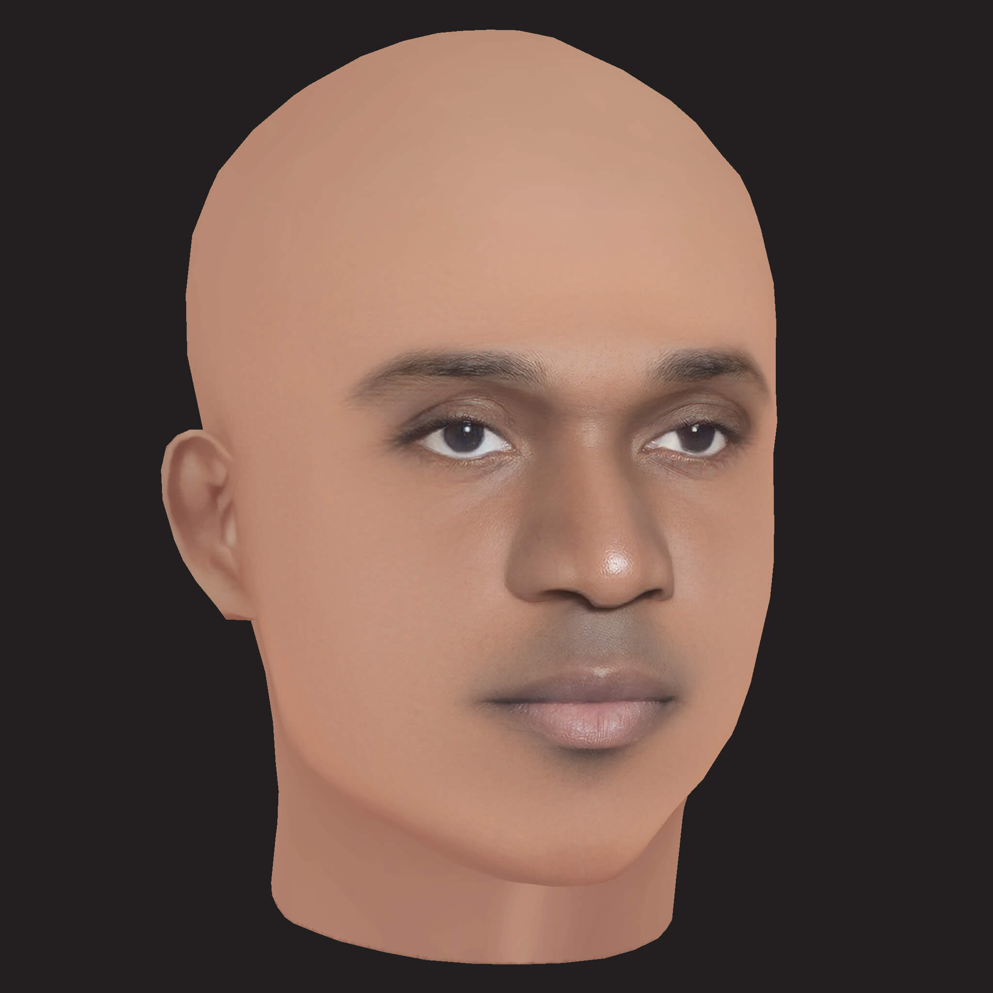 Low Poly Pusha T Rapper Head 3D Model