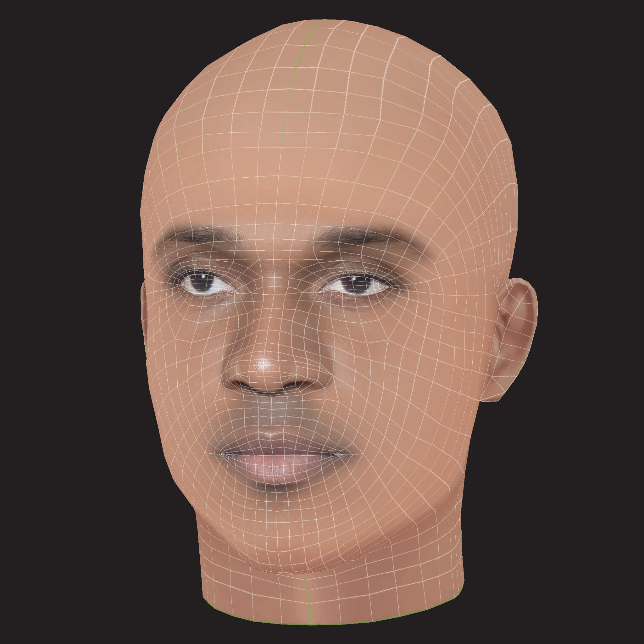 Low Poly Pusha T Rapper Head 3D Model
