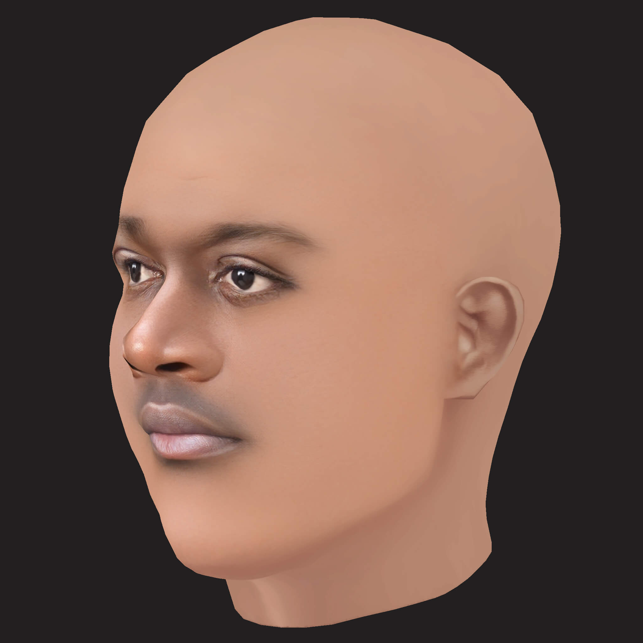 Low Poly Rick Ross Rapper Head 3D Model