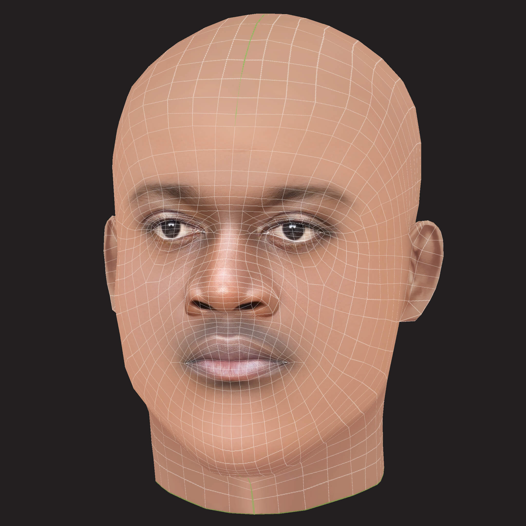Low Poly Rick Ross Rapper Head 3D Model