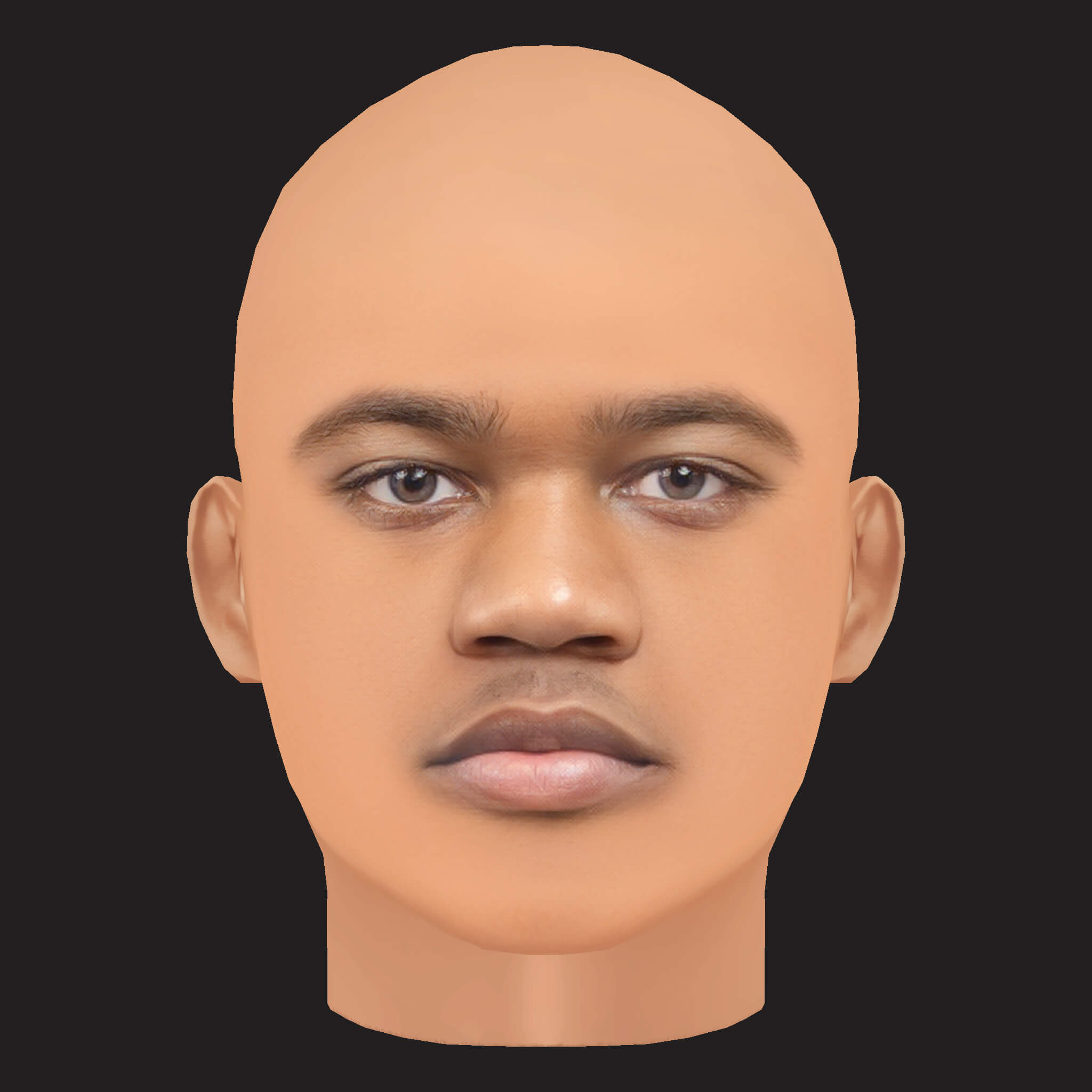 Low Poly Roddy Ricch Rapper Head 3D Model