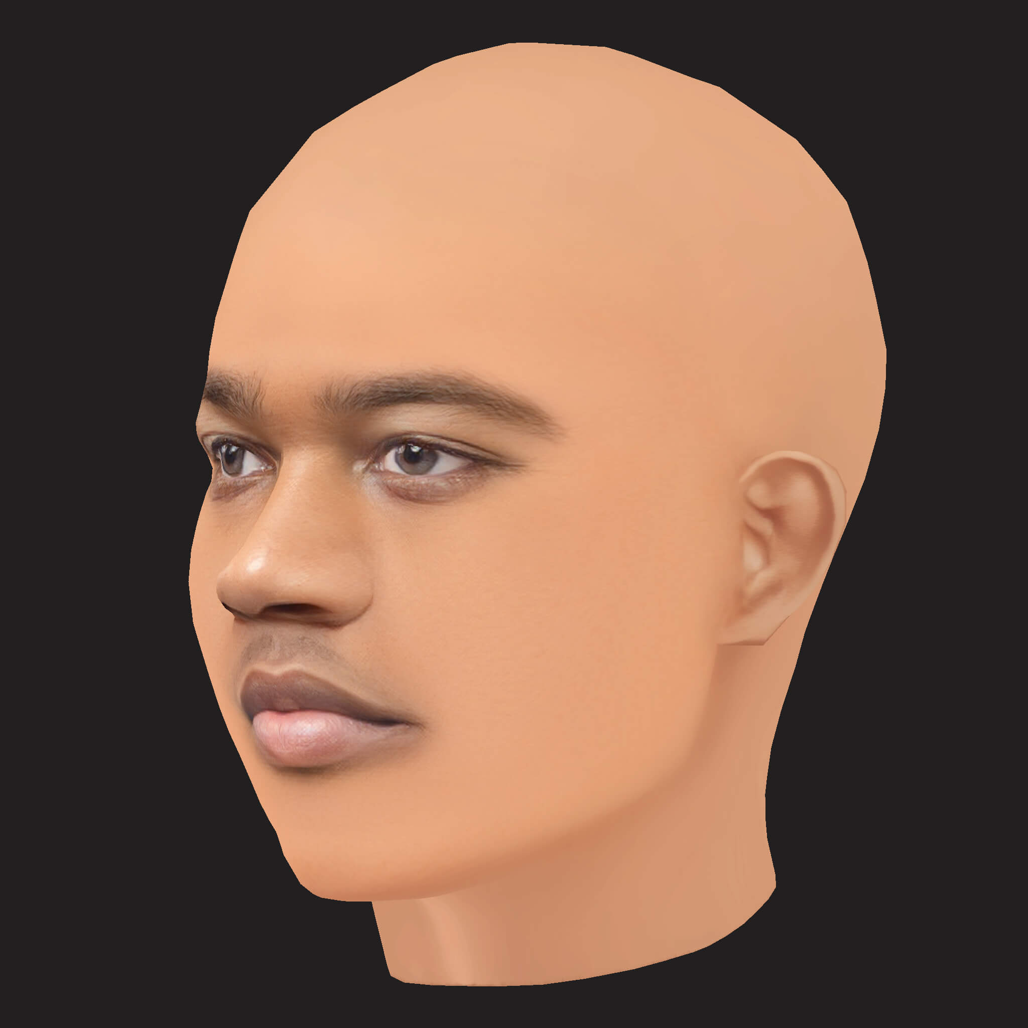 Low Poly Roddy Ricch Rapper Head 3D Model