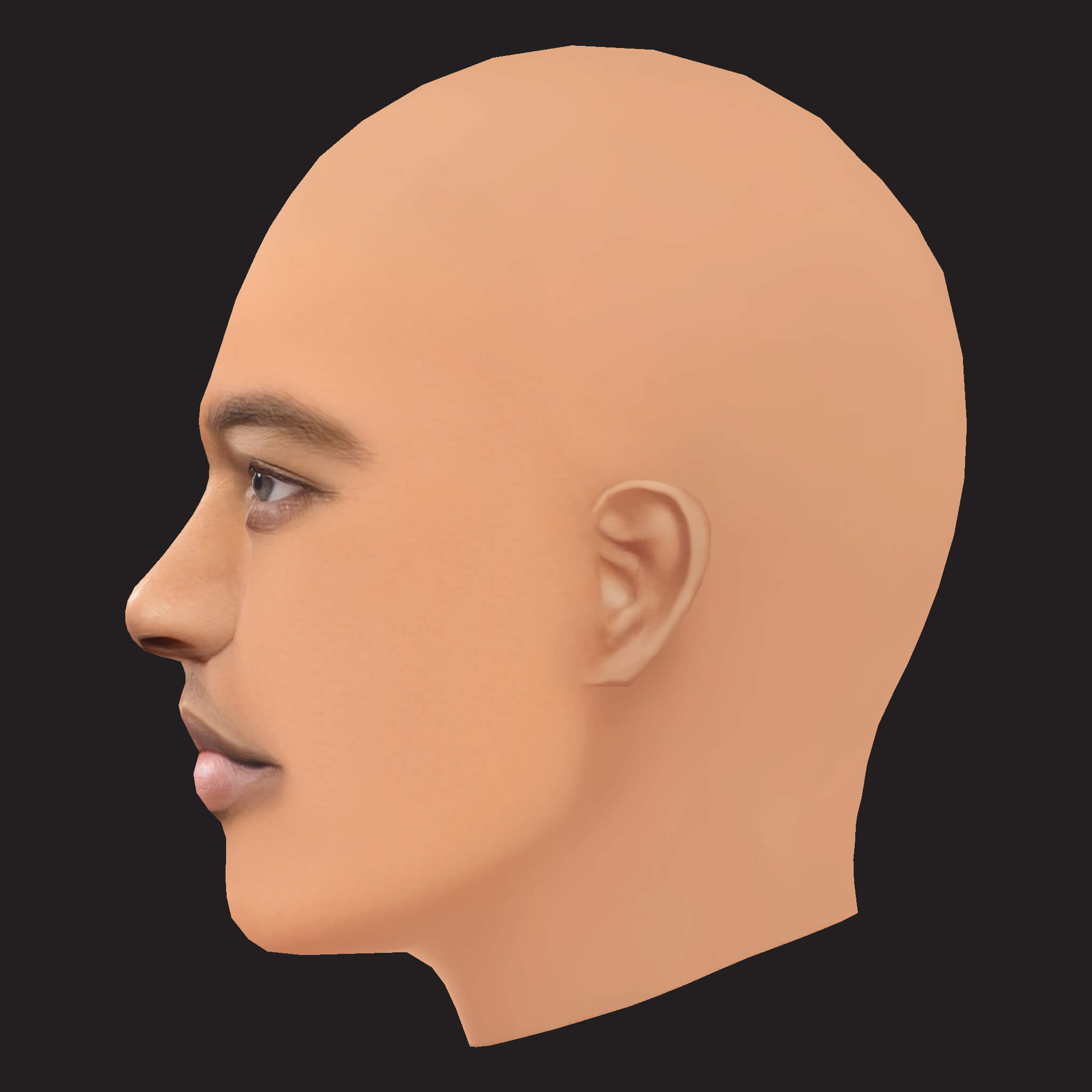 Low Poly Roddy Ricch Rapper Head 3D Model