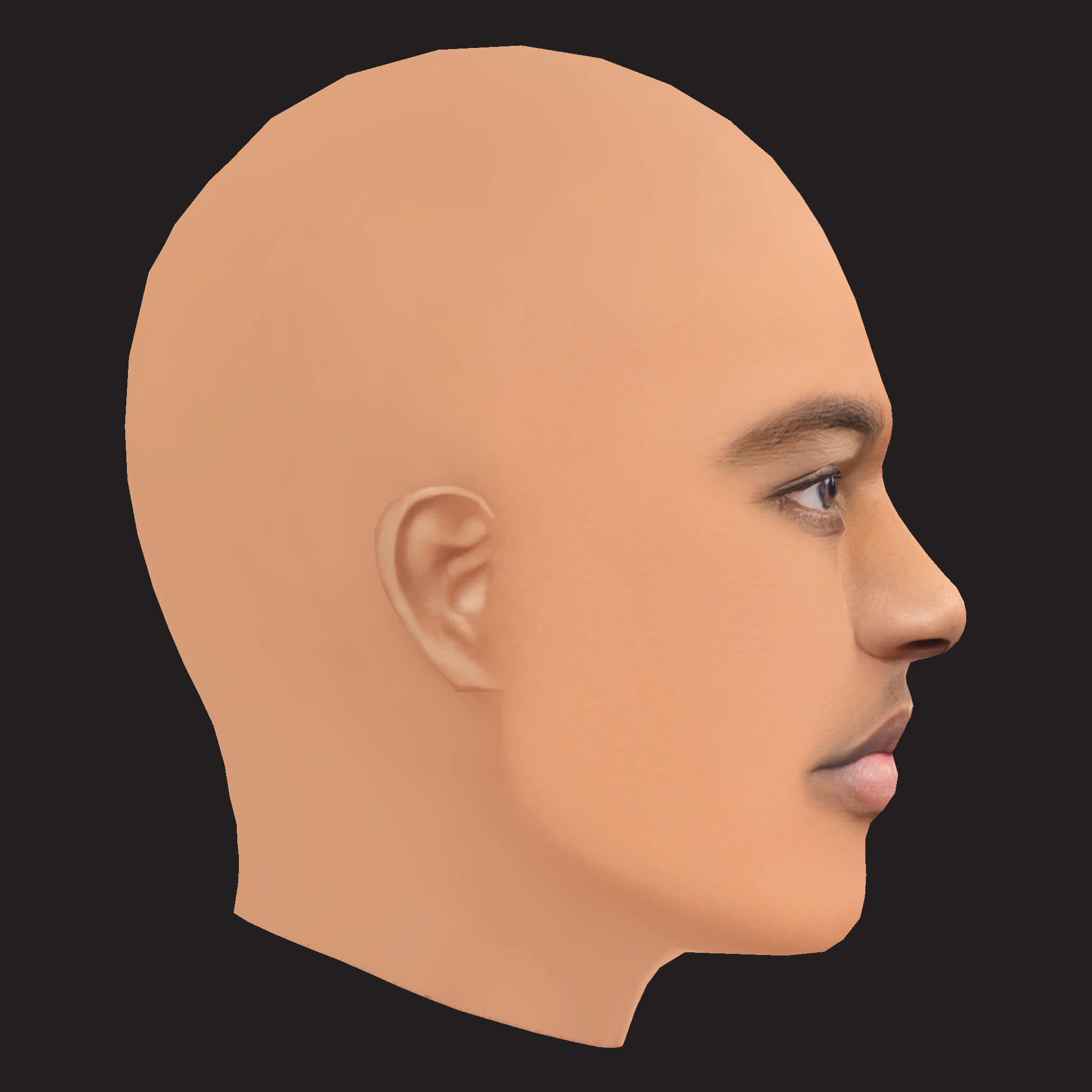Low Poly Roddy Ricch Rapper Head 3D Model