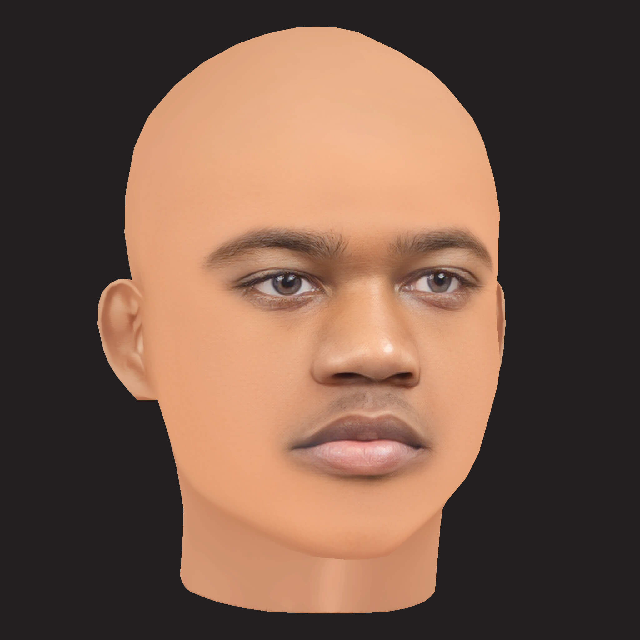 Low Poly Roddy Ricch Rapper Head 3D Model