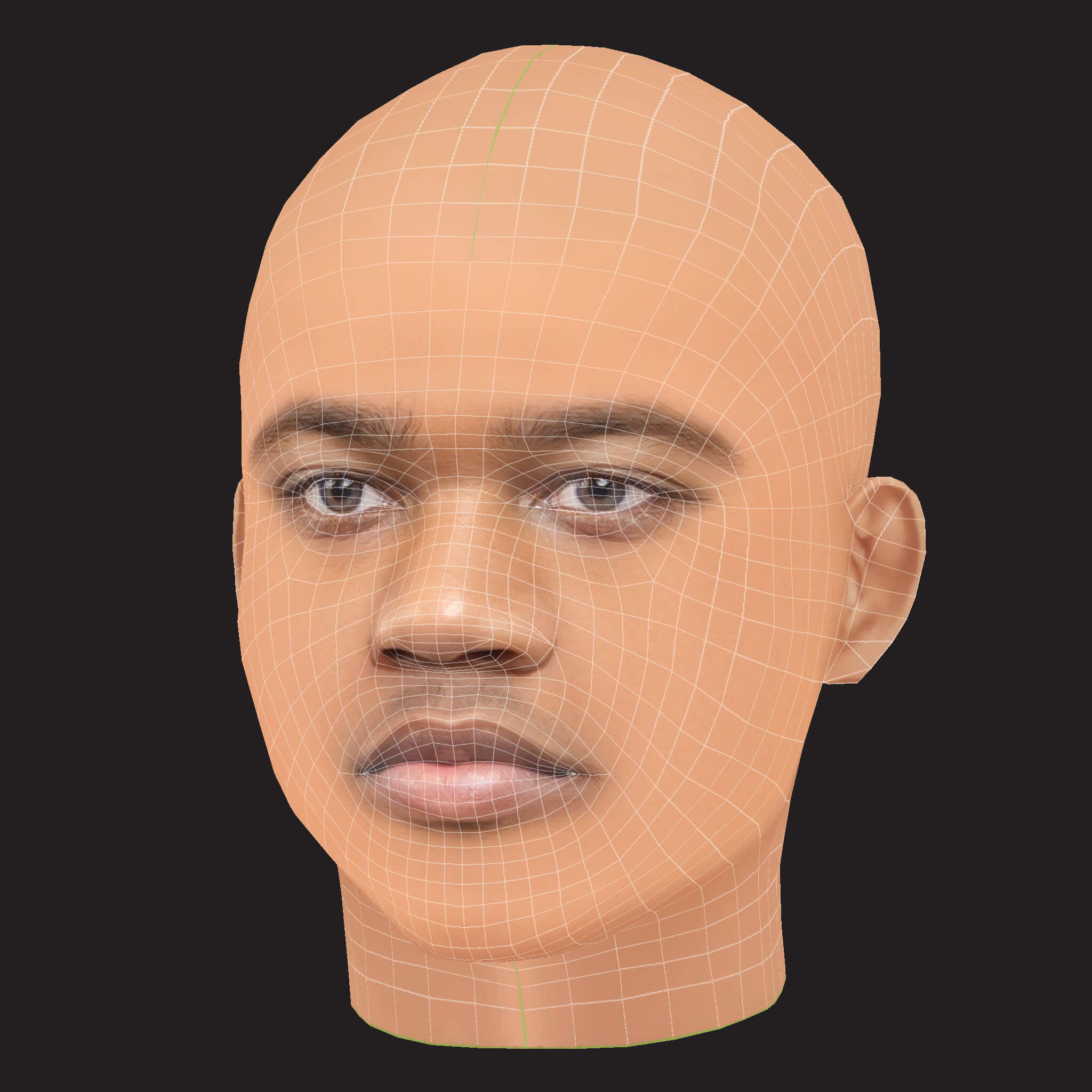 Low Poly Roddy Ricch Rapper Head 3D Model