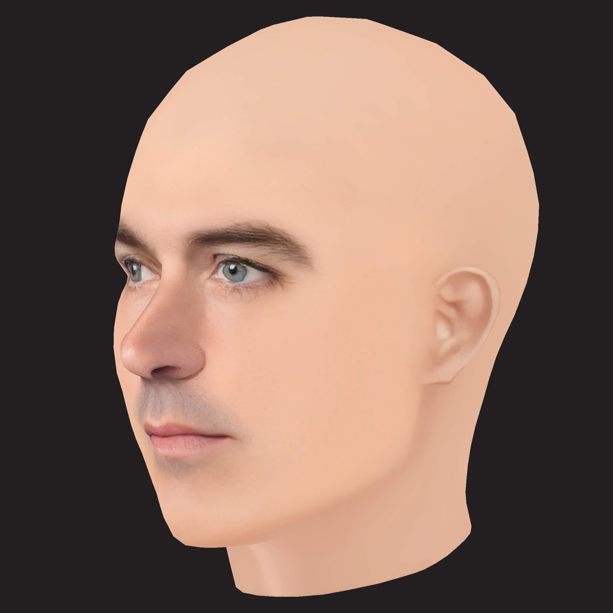 Low Poly Yelawolf Rapper Head 3D Model