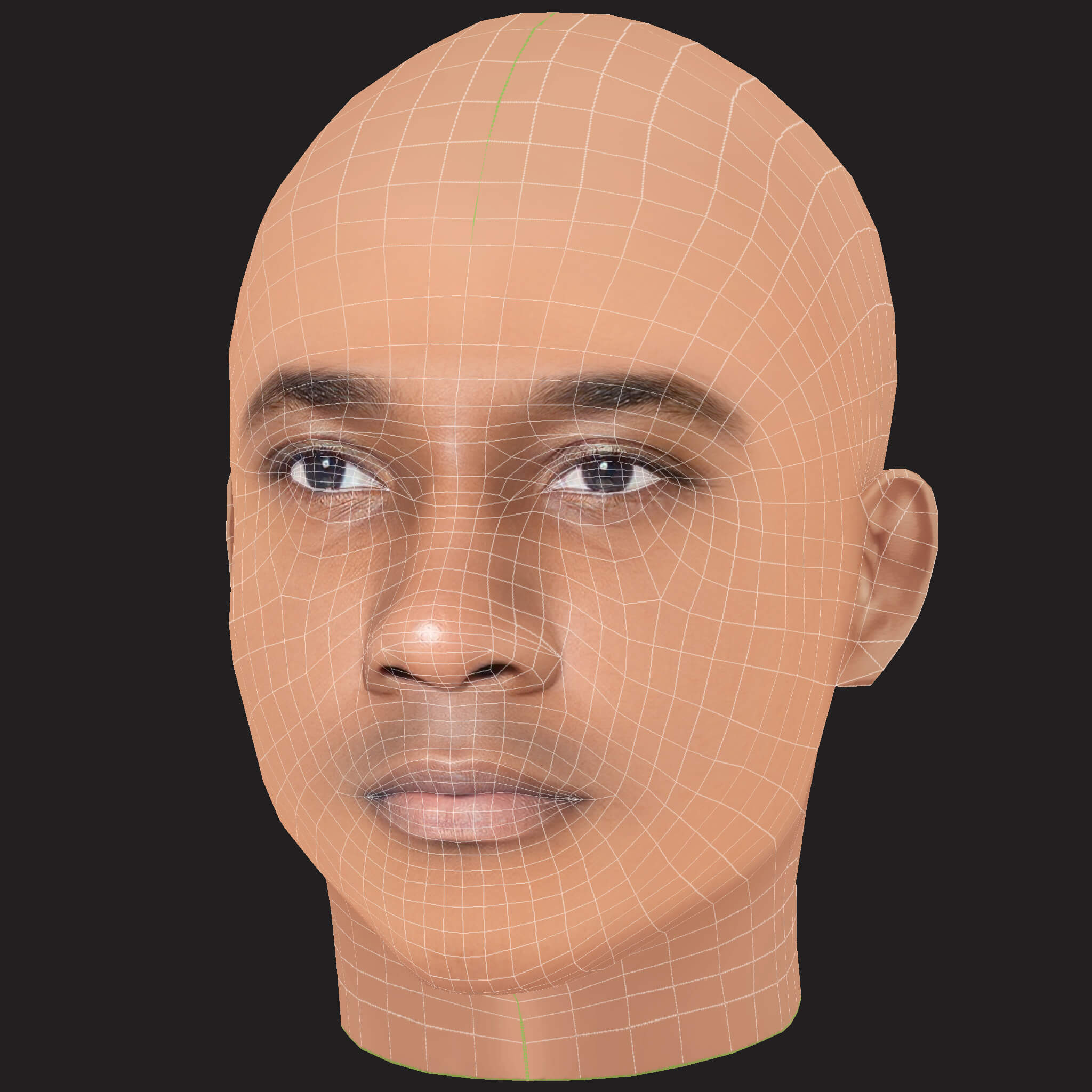Low Poly Young Jeezy Rapper Head 3D Model