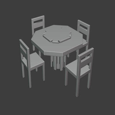 Free Modern Table and Chair Base Mesh 3D Model