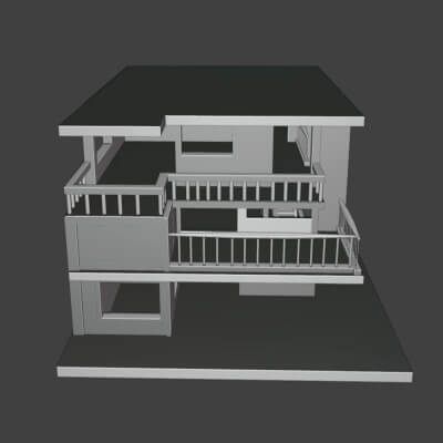 Modern Minimalist Villa Base Mesh 3D Model