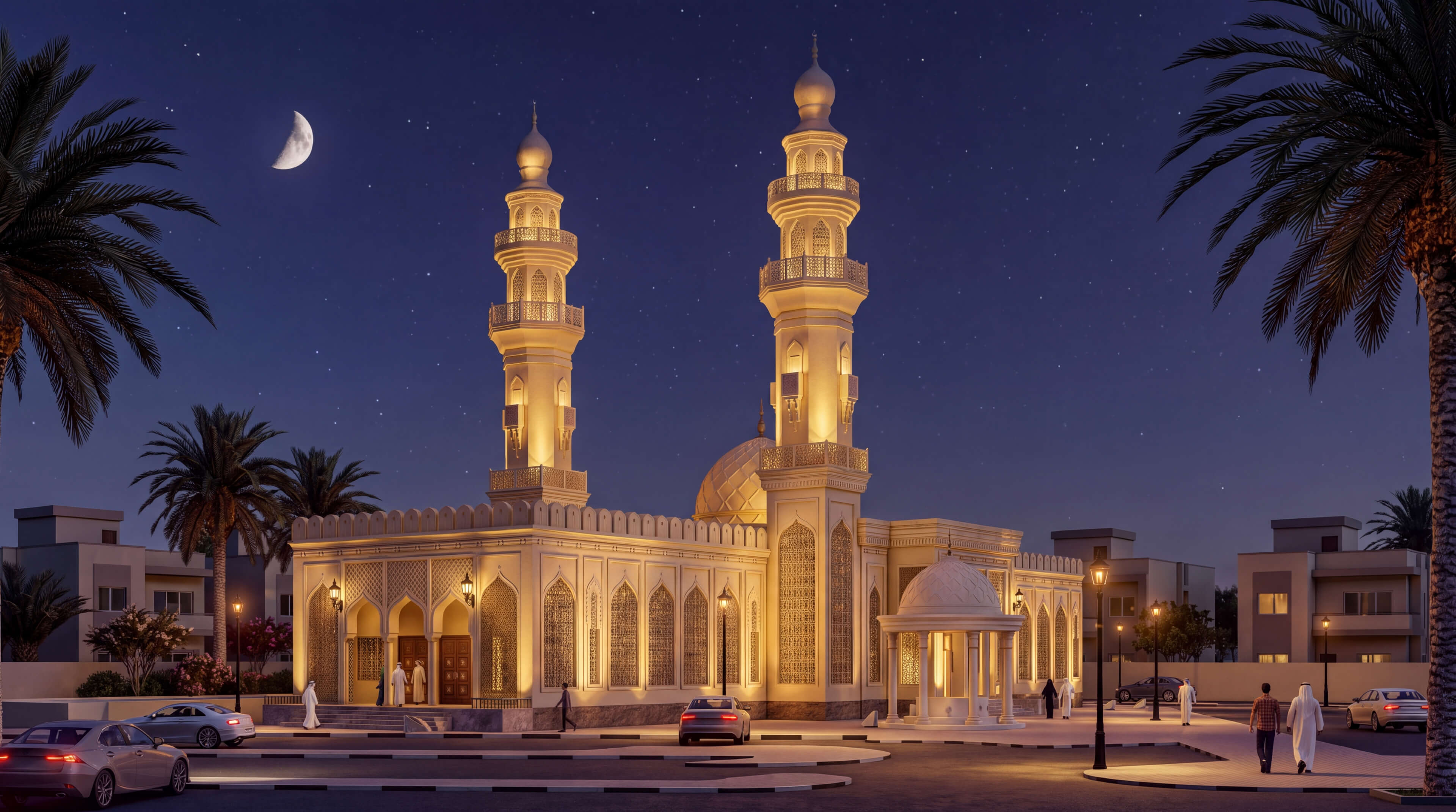 Islamic Mosque Exterior 3D Model  Detailed Mosque Architecture 3D Render, Digital Artwork by navigator