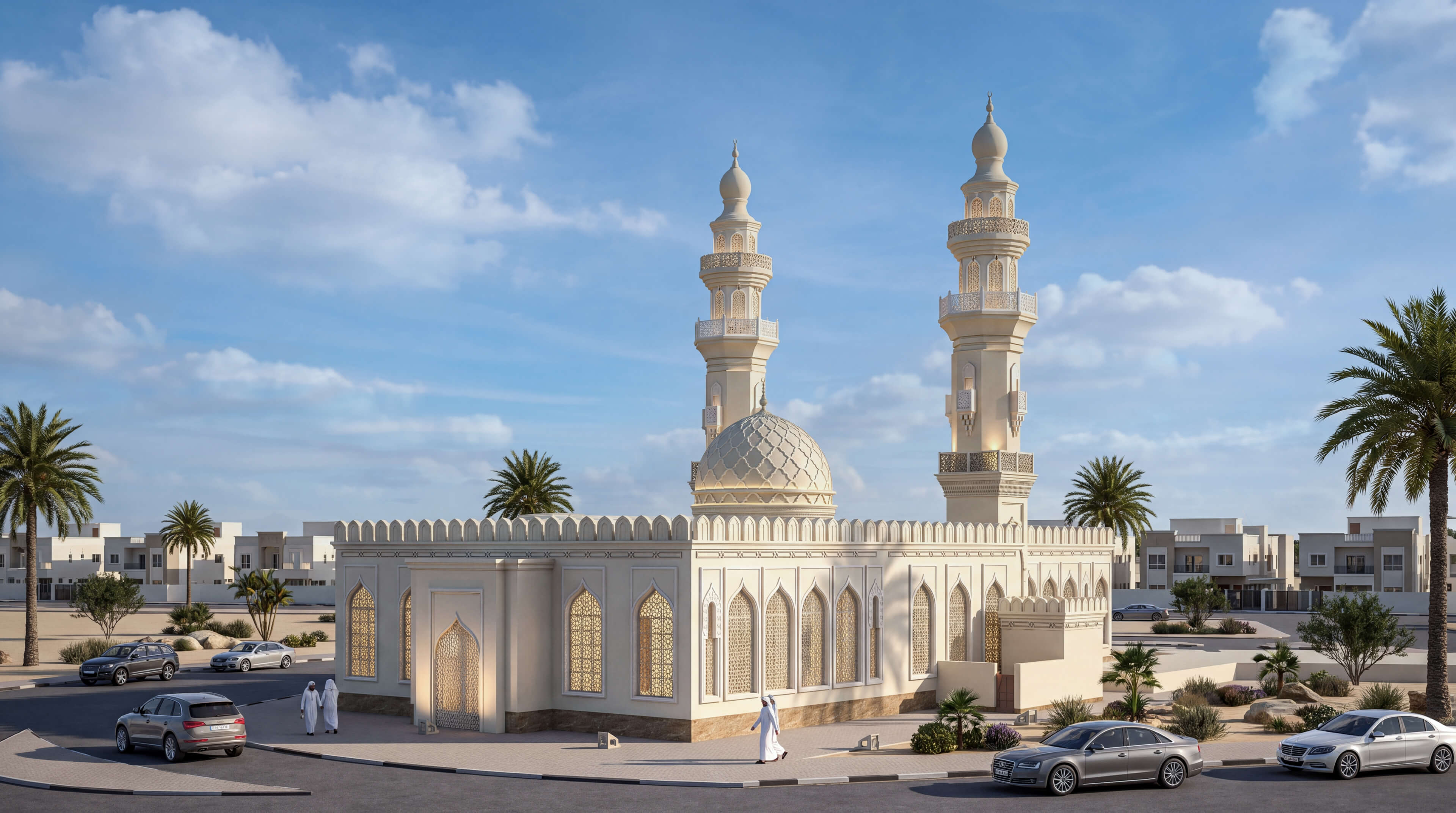 Islamic Mosque Exterior 3D Model  Detailed Mosque Architecture 3D Render, Digital Artwork by navigator