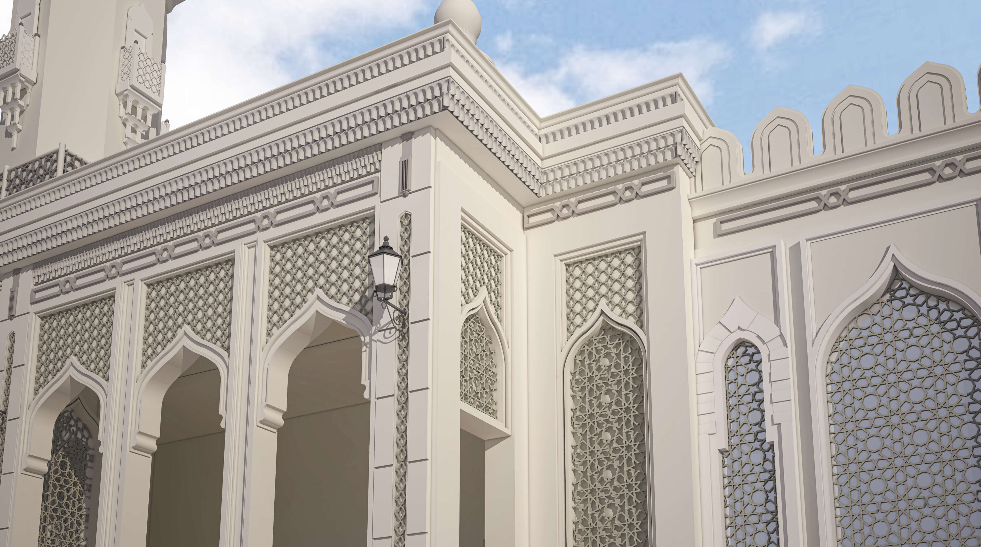 Islamic Mosque Exterior 3D Model  Detailed Mosque Architecture 3D Render, Digital Artwork by navigator