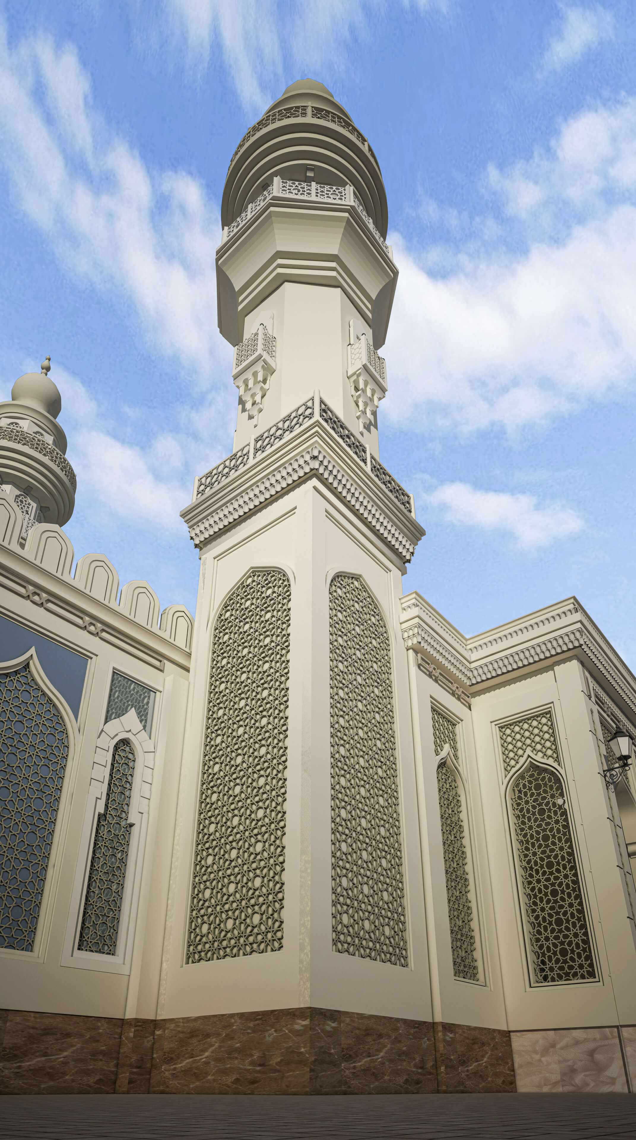 Islamic Mosque Exterior 3D Model  Detailed Mosque Architecture 3D Render, Digital Artwork by navigator