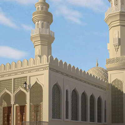 Islamic Mosque Exterior Detailed Mosque Architecture