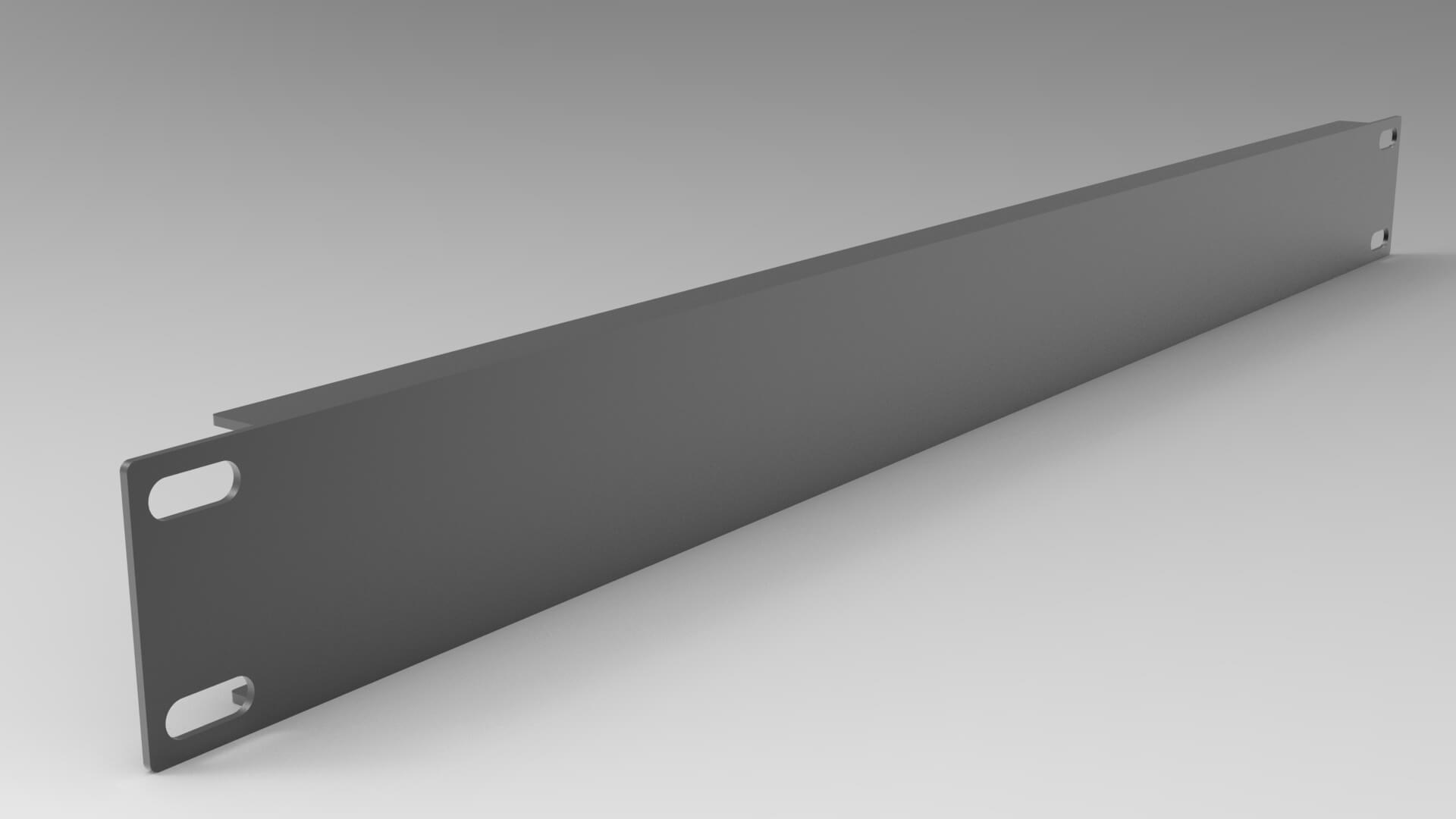 1U Blank Server Rack Panel 19 Inch CNC and 3D Print Ready 3D Model