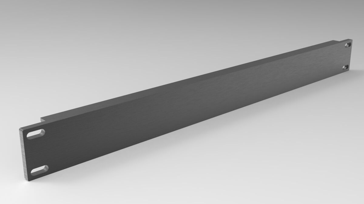 1U Blank Server Rack Panel 19 Inch CNC and 3D Print Ready 3D Model