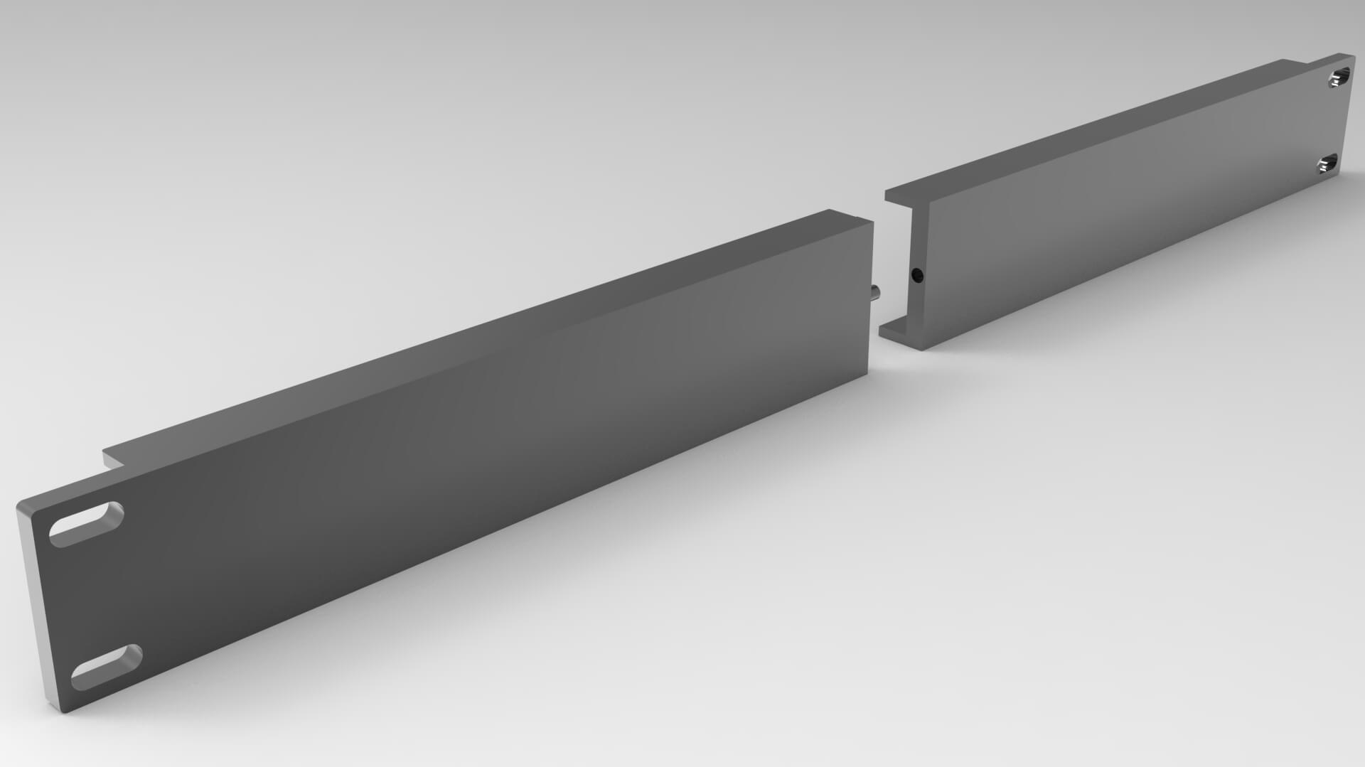 1U Blank Server Rack Panel 19 Inch CNC and 3D Print Ready 3D Model