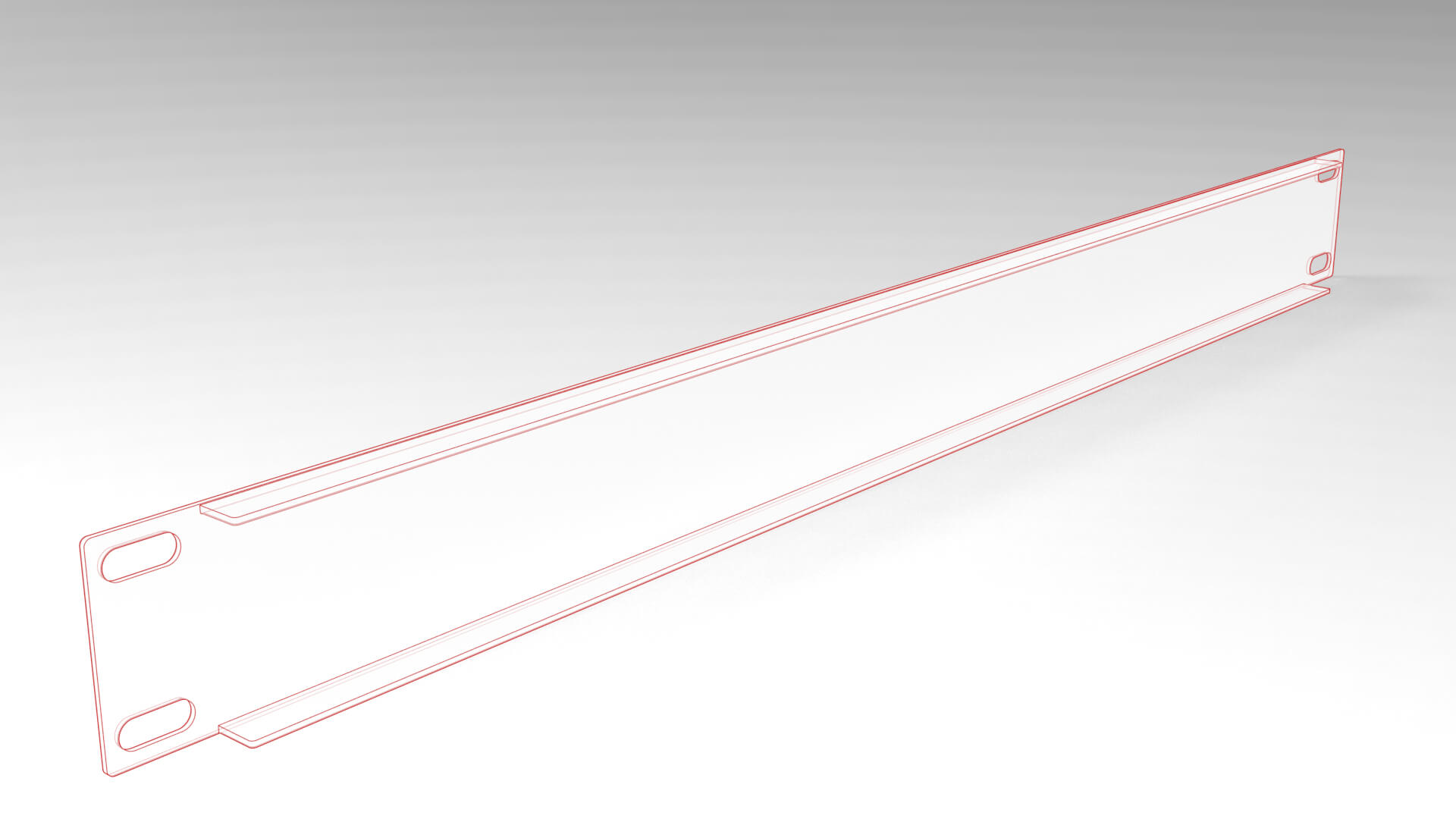1U Blank Server Rack Panel 19 Inch CNC and 3D Print Ready 3D Model