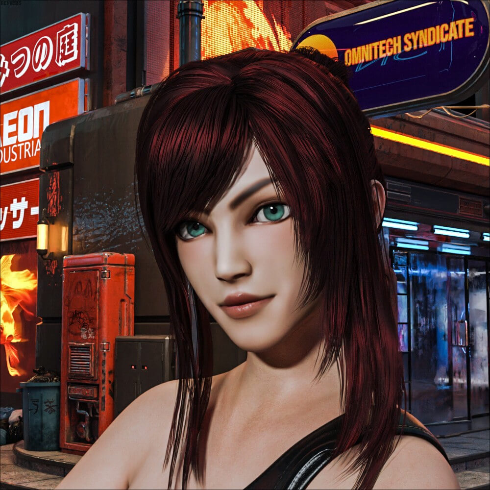 Cyberpunk girl 3D Render, Digital Artwork by Nemesis74s