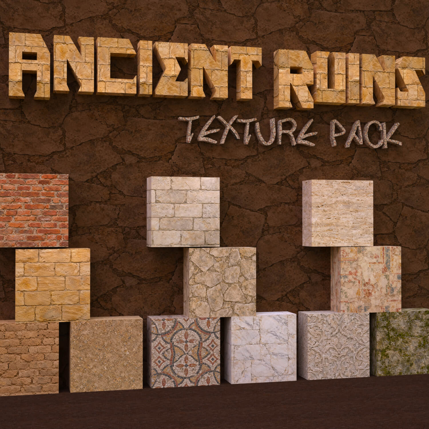 Ancient Ruins Texture Pack 3D Render, Digital Artwork by nerdadantes