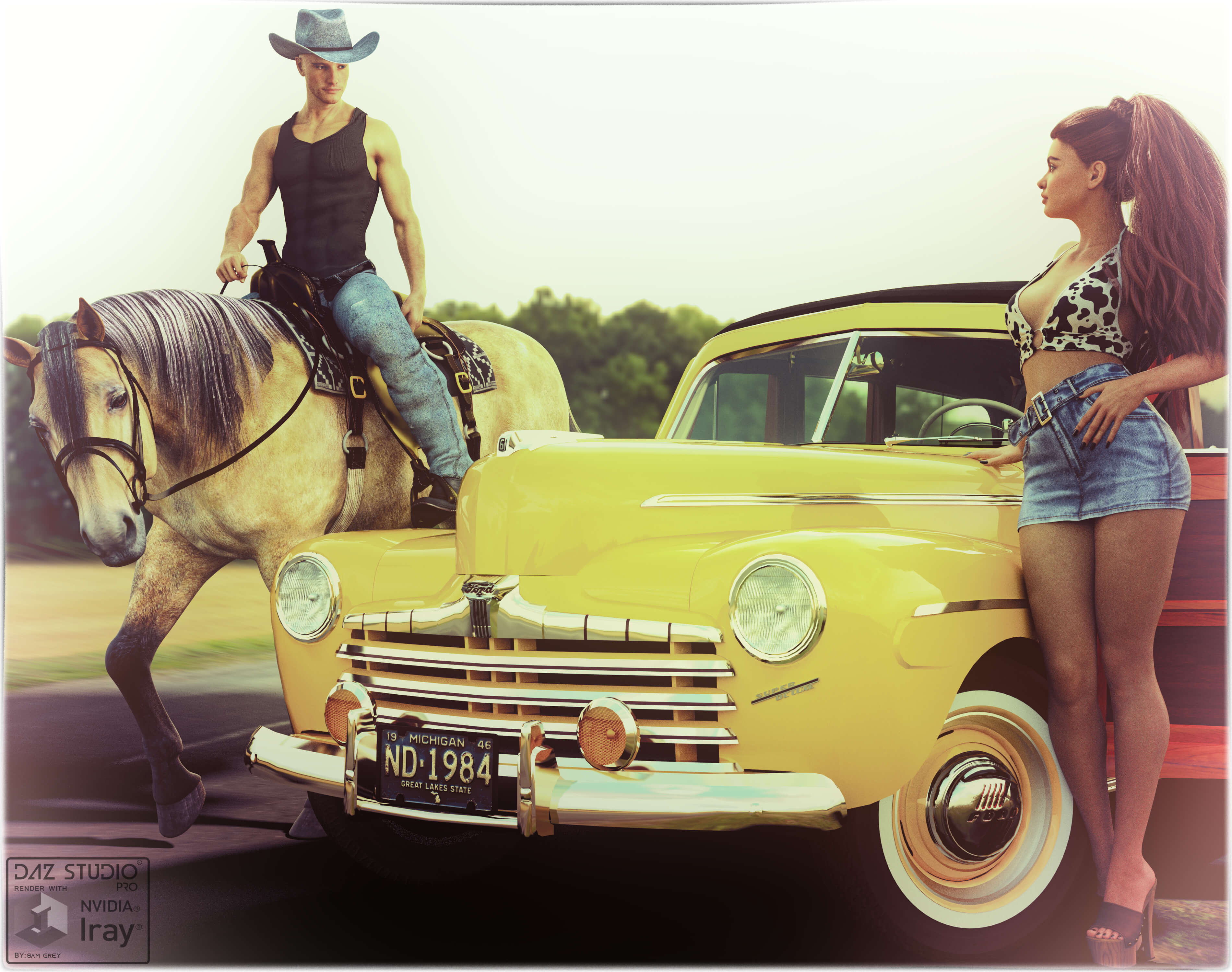 Ford Super Deluxe Station Wagon 1946 3D Render, Digital Artwork by nerdadantes