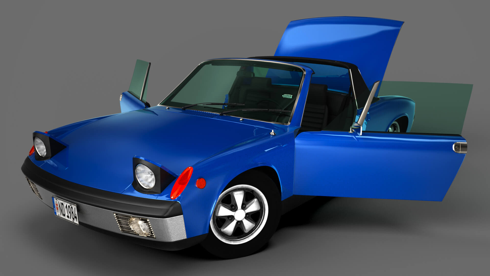 Porsche 914 6 1970 3D Render, Digital Artwork by nerdadantes