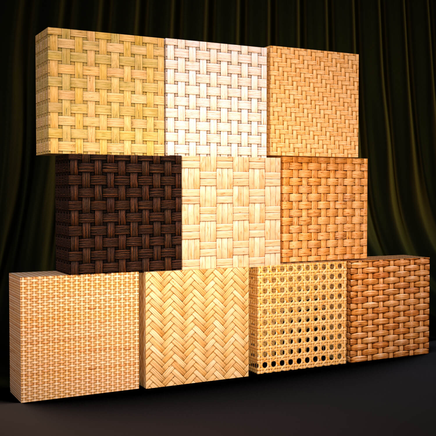 Woven Rattan Cane Texture Pack 3D Render, Digital Artwork by nerdadantes