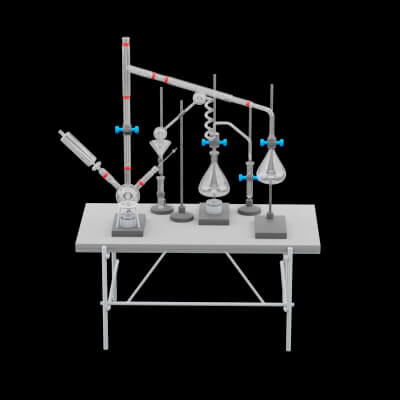 Chemical Distillation Apparatus Table 3D Model