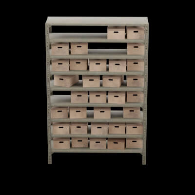 Industrial Metal Storage Shelving Unit with Archive Boxes
